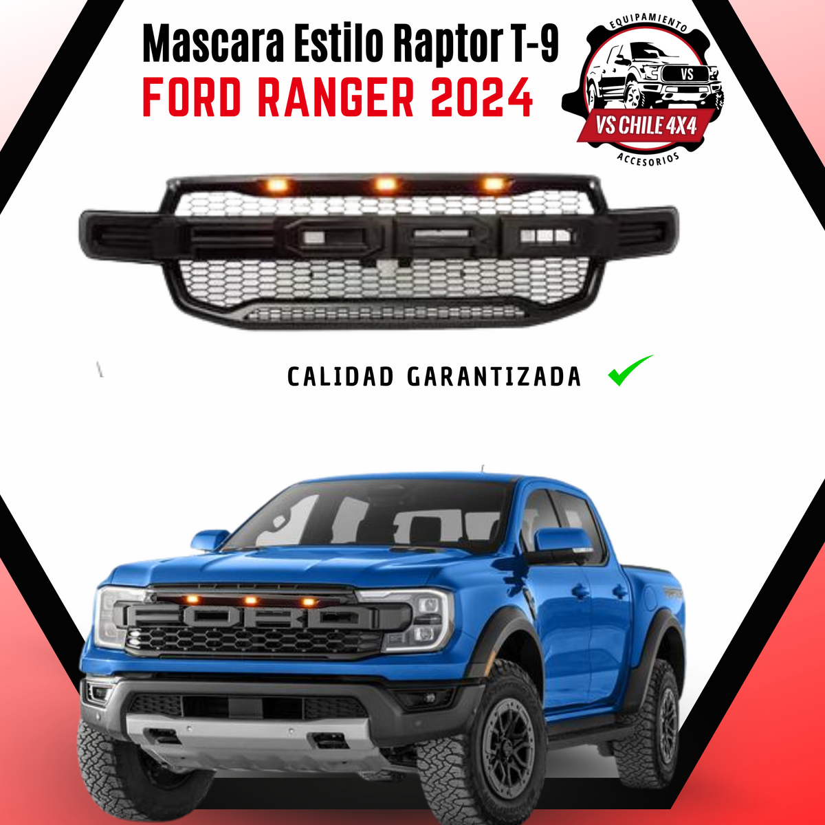 Máscara Estilo Raptor Exclusiva para Ford Ranger años 2024 Transforma tu Camioneta!