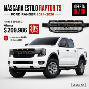 Máscara Estilo Raptor para Ford Ranger 2024–2026 | Luces LED y Ajuste Preciso
