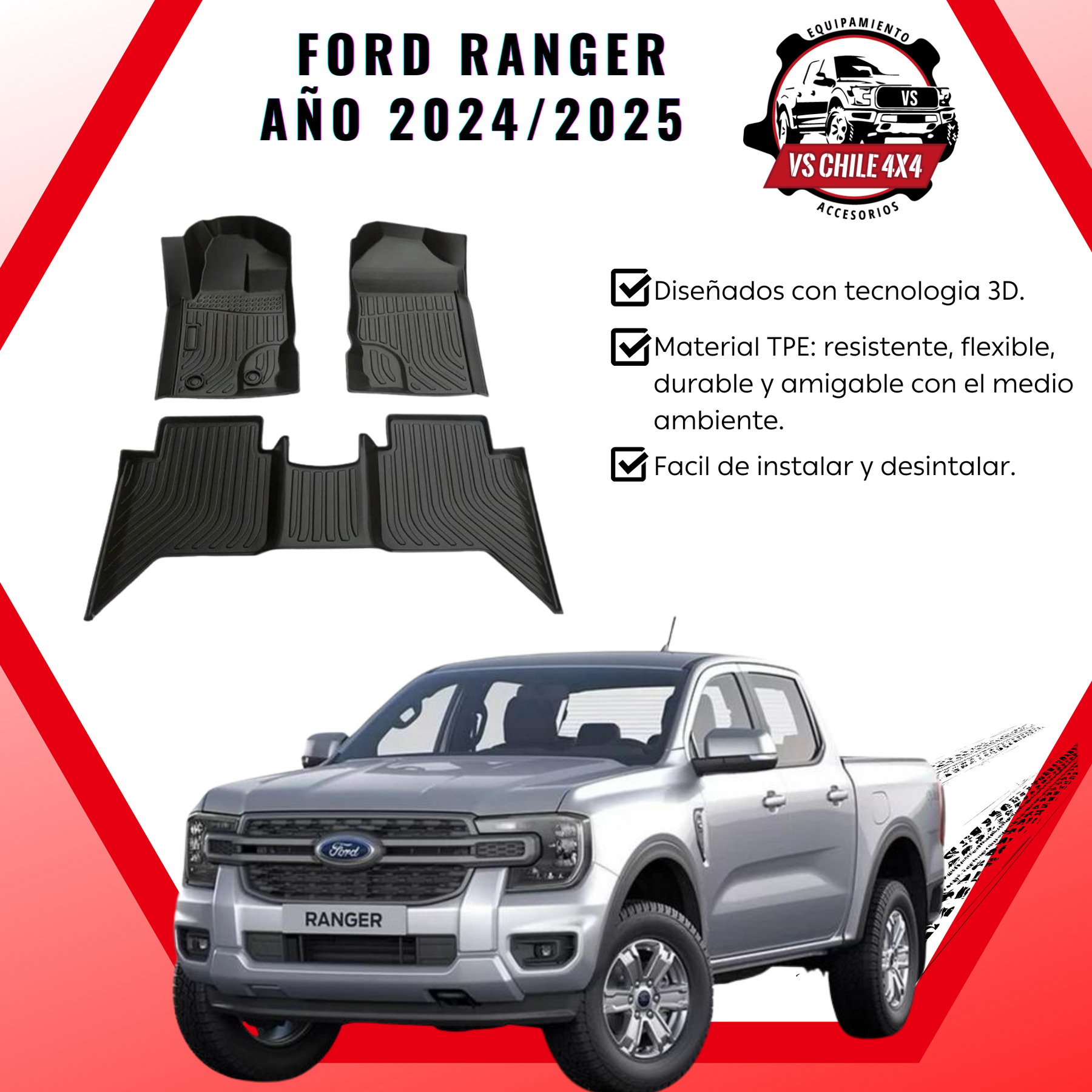 Pisos Calce Perfecto Ford Ranger T9 (2024 - 2025)