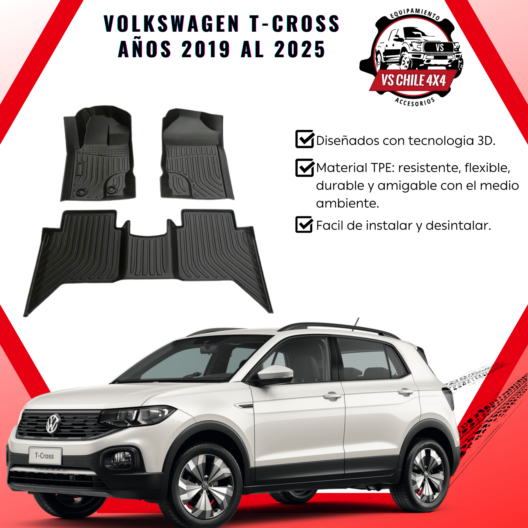 Pisos Calce Perfecto Volkswagen T-Cross (2019 - 2025)