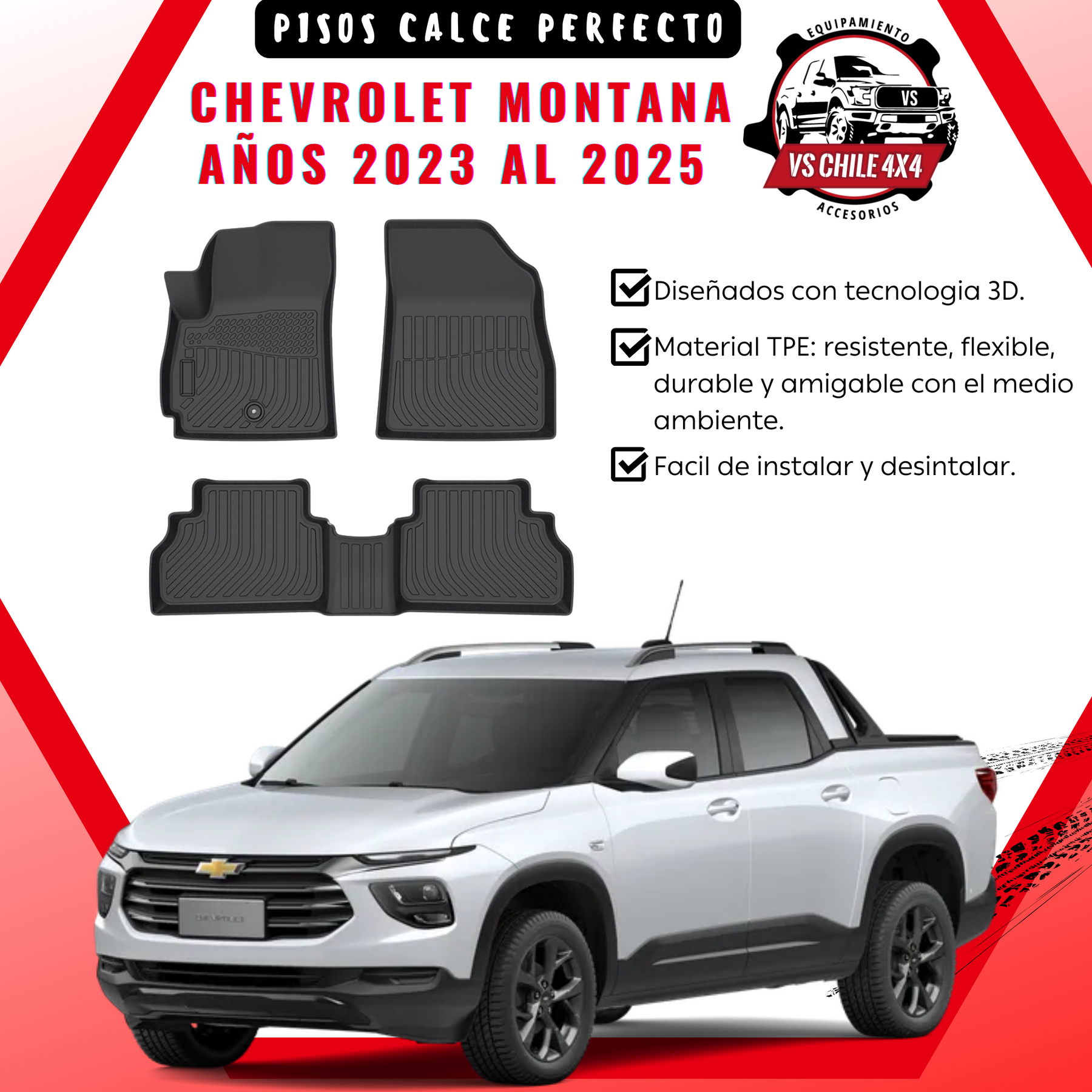 Pisos Calce Perfecto Chevrolet Montana Doble Cabina (2023 - 2025)