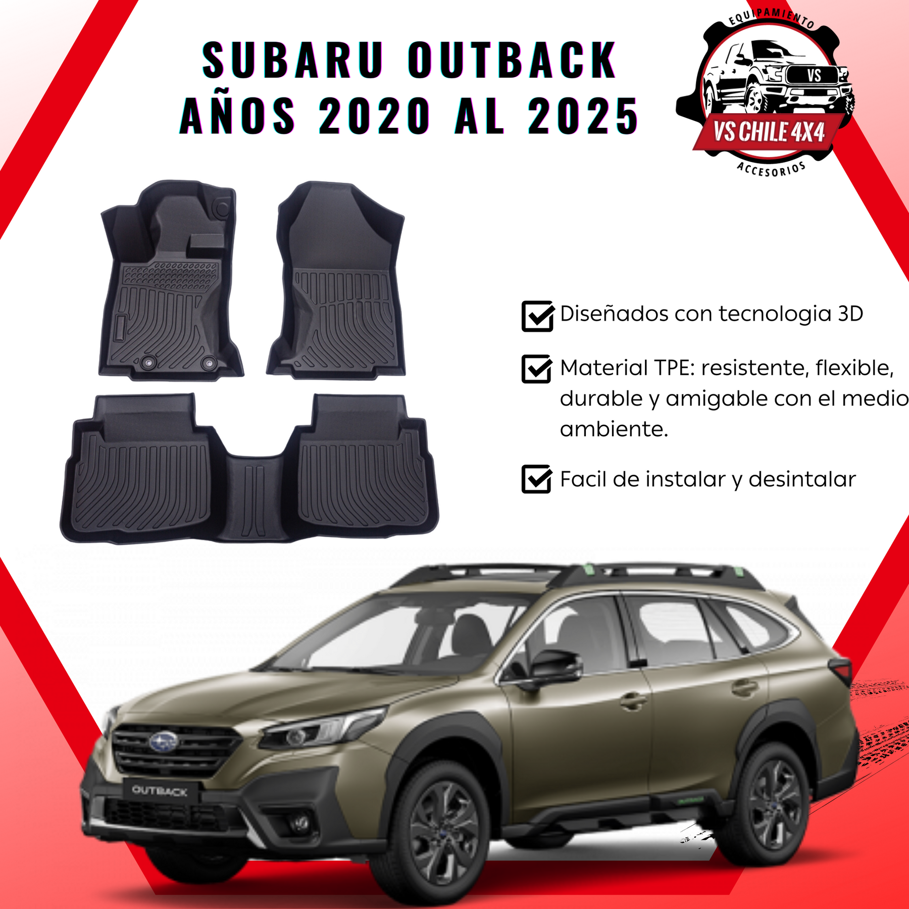🛻Pisos Calce Perfecto Subaru Outback 2020 al 2025 |