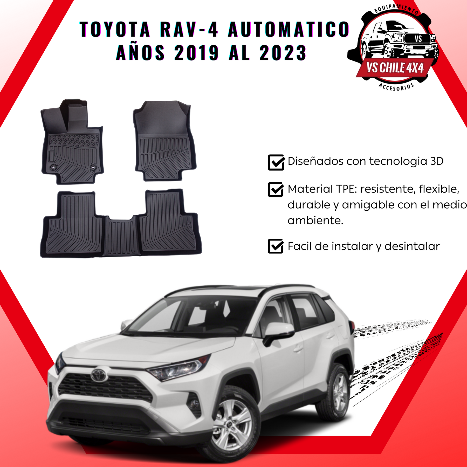 Pisos Calce Perfecto TOYOTA RAV 4 Automática años 2019 al 2023