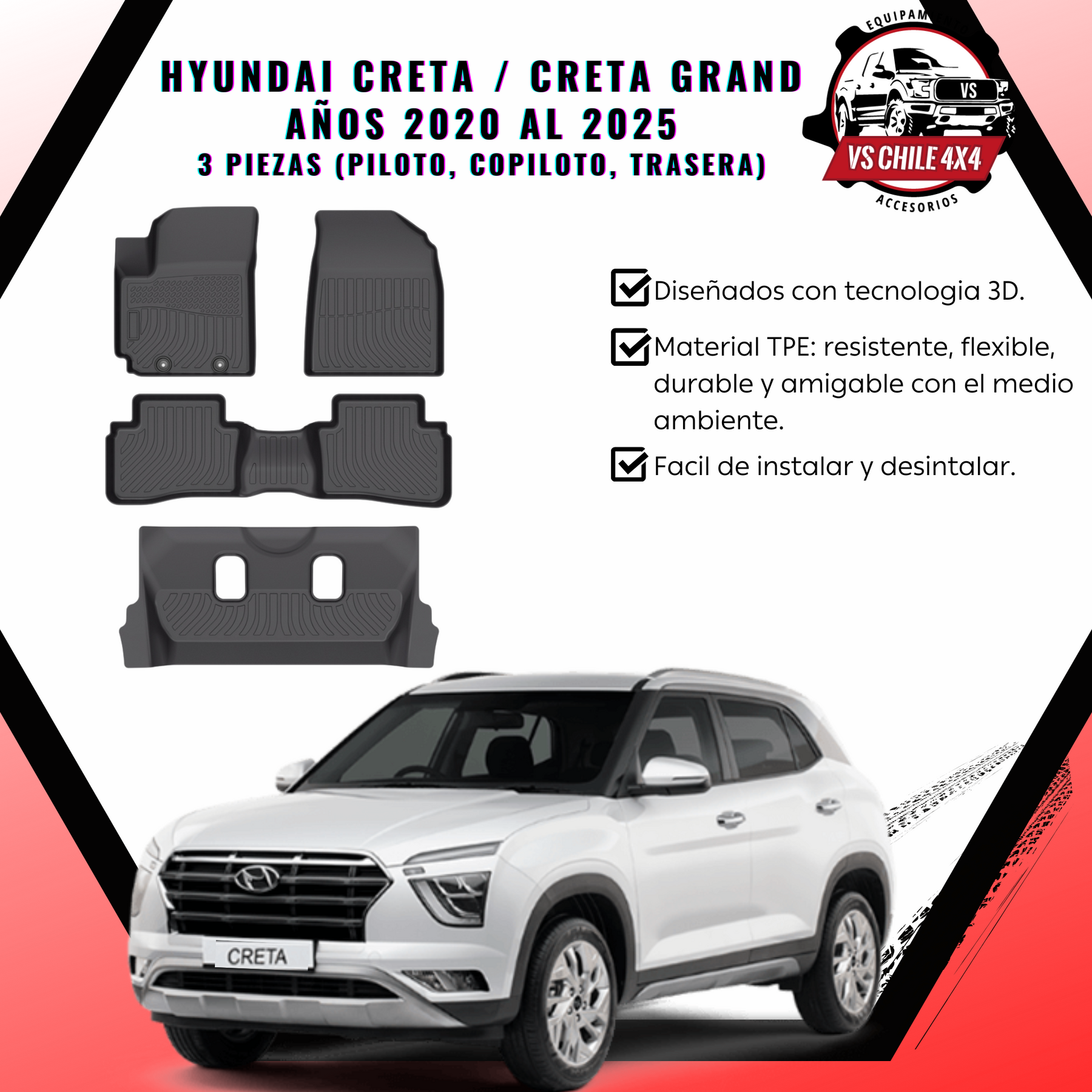 🛻 (PREVENTA) Pisos Calce Perfecto Creta Grand 2020 al 2025 | 25% DCTO + Envío Gratis