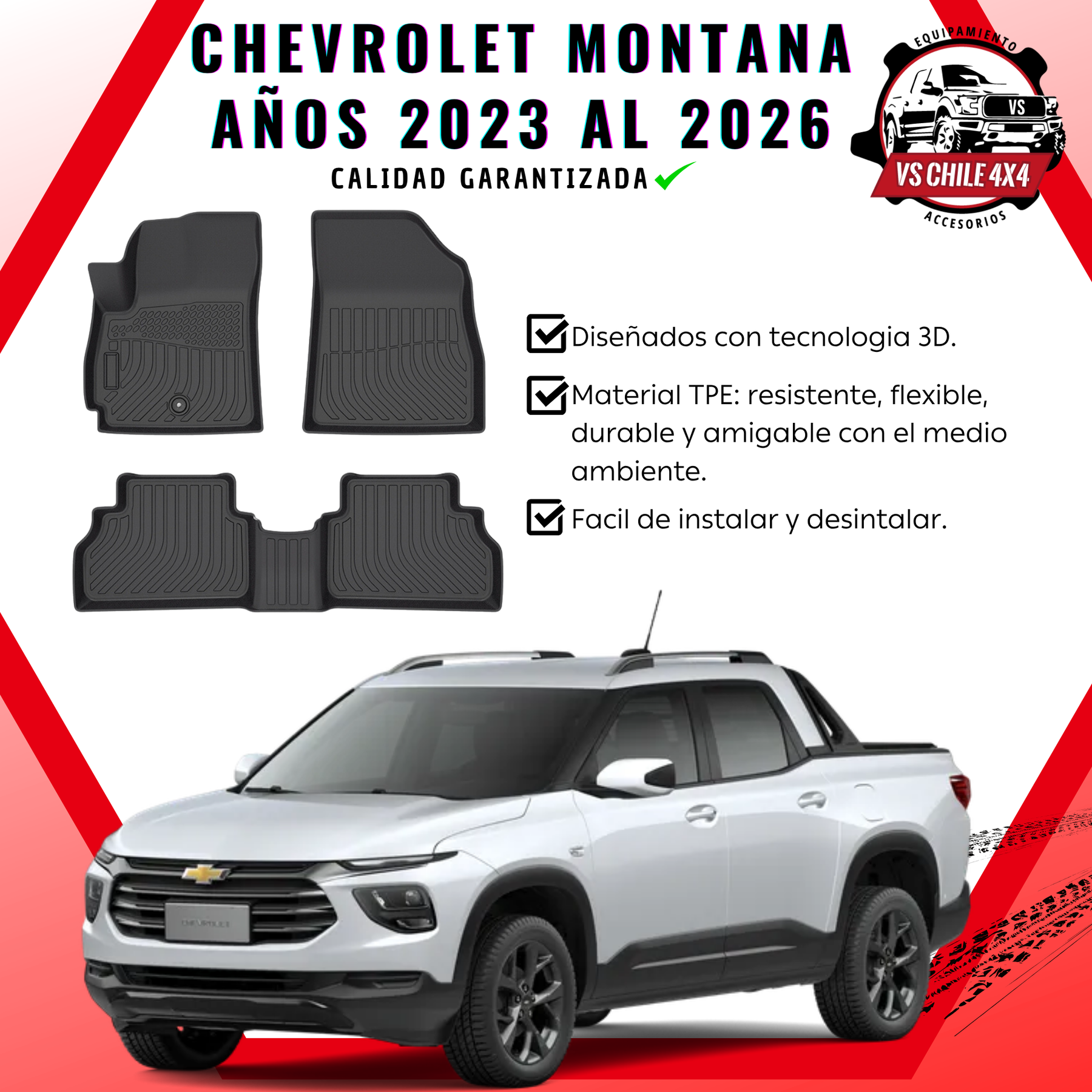 Pisos Calce Perfecto Chevrolet Montana Doble Cabina (2023 - 2026)
