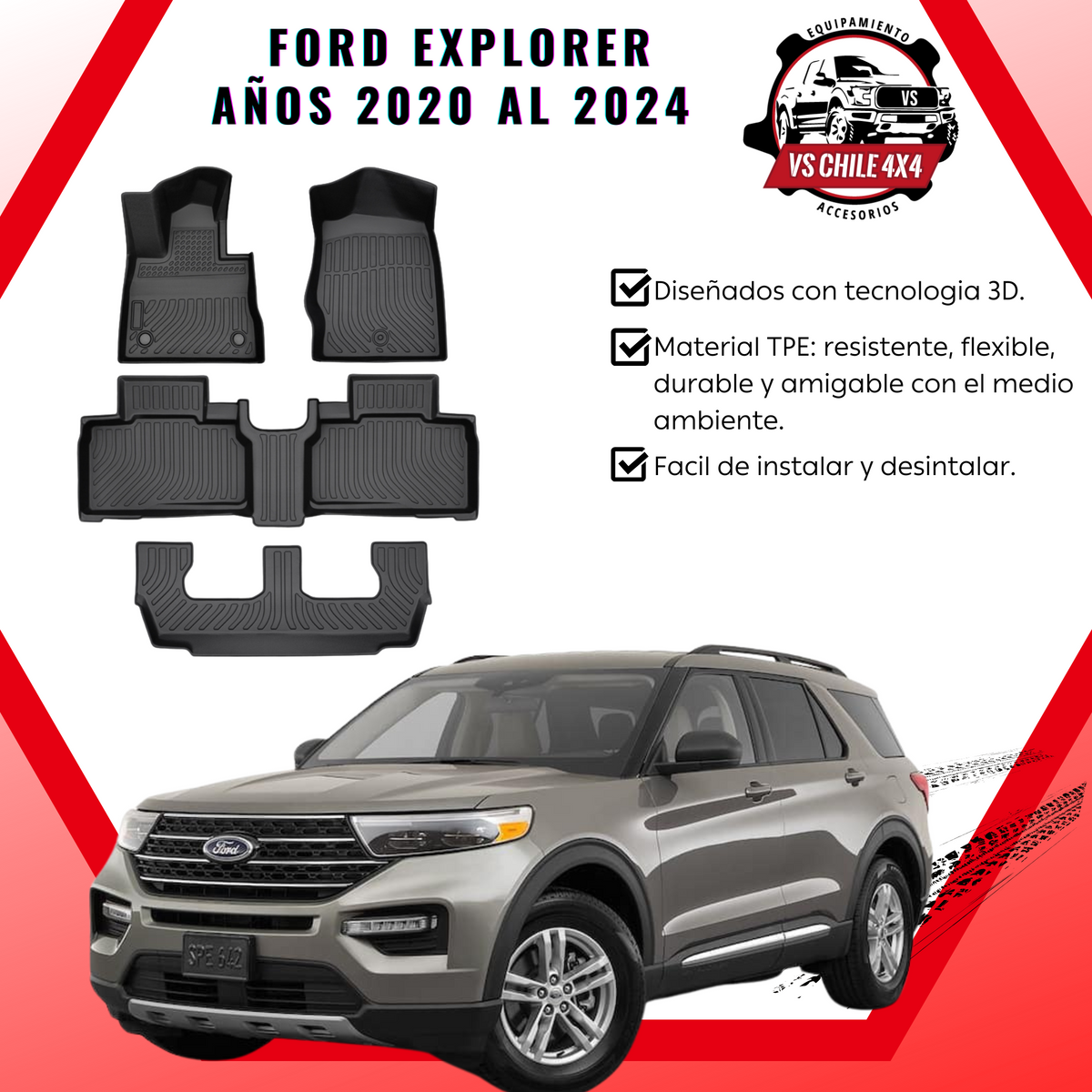 Pisos Calce Perfecto Ford Explorer Años 2020 Al 2024