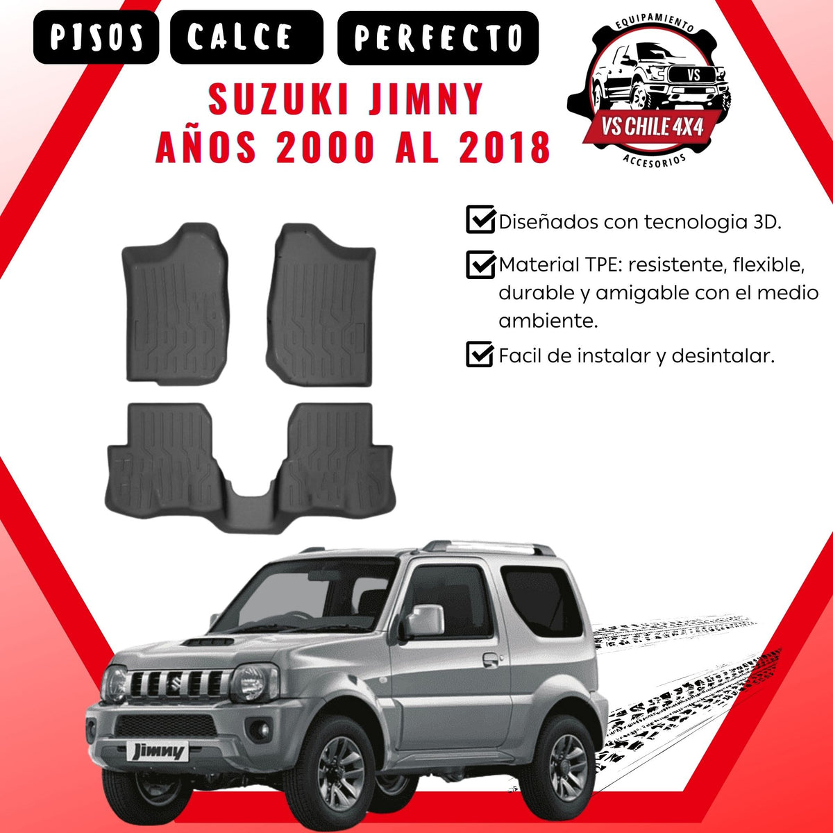 Pisos Calce Perfecto SUZUKI JIMNY años 2000 al 2018