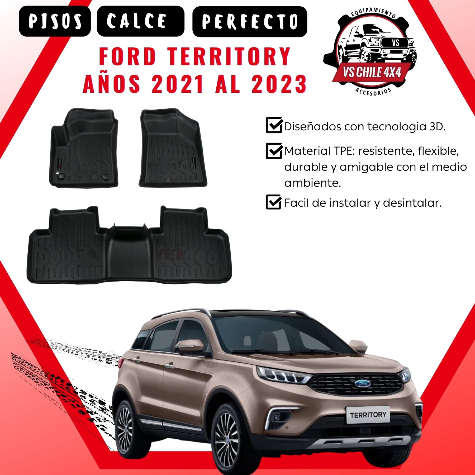 Pisos Calce Perfecto FORD TERRITORY años 2021 al 2023