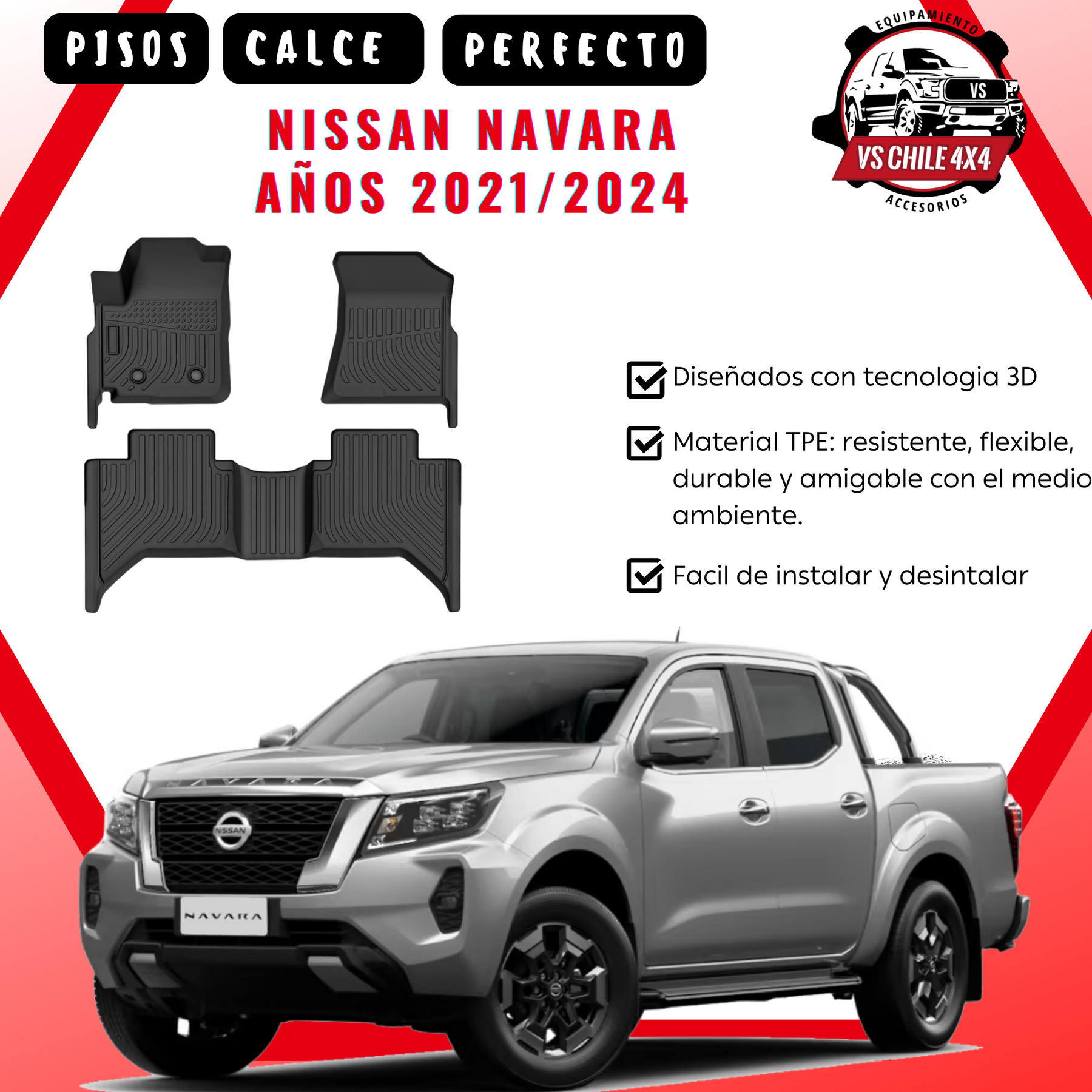 (PREVENTA) Pisos Calce Perfecto NISSAN NAVARA años 2021 al 2024