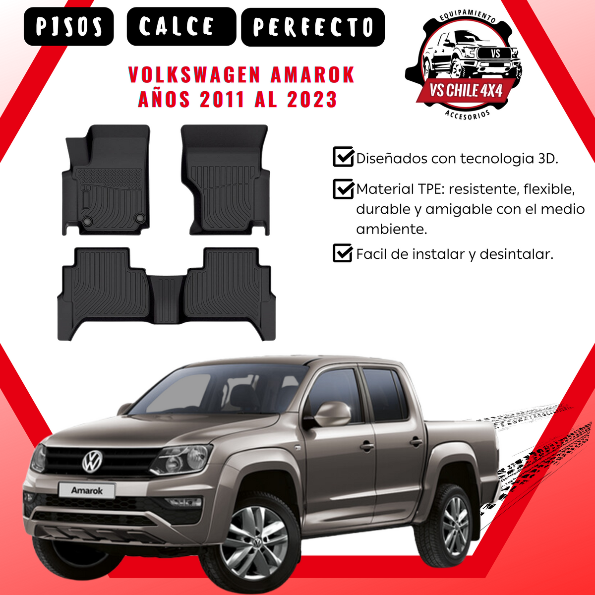 Pisos Calce Perfecto Volkswagen Amarok años 2011 al 2023