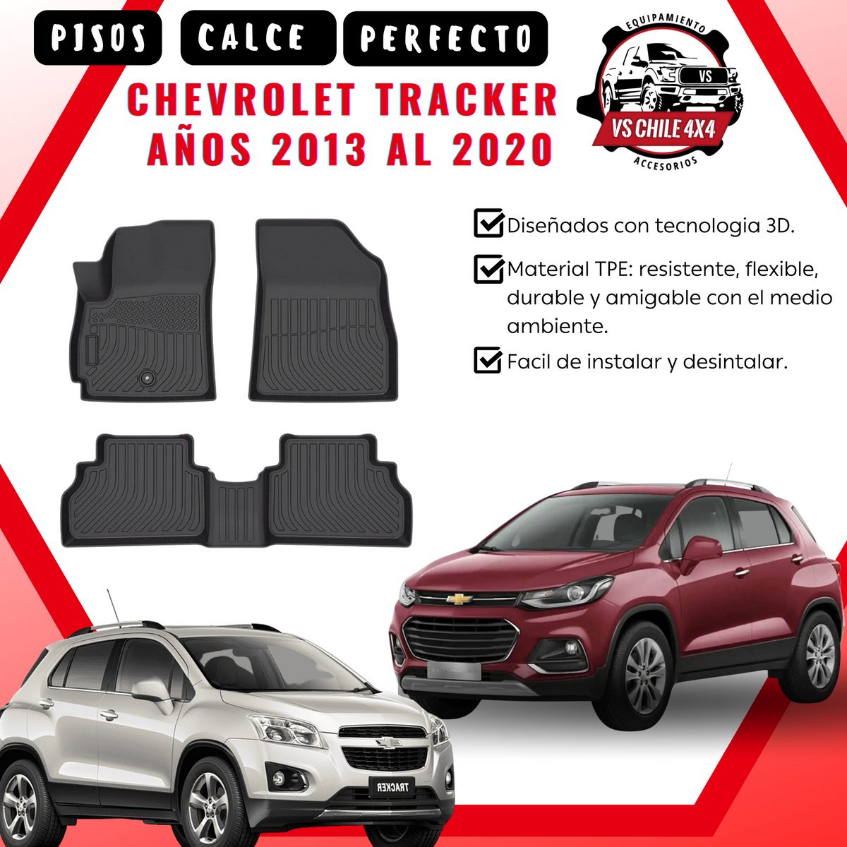 Pisos Calce Perfecto Chevrolet Tracker años 2013 al 2020