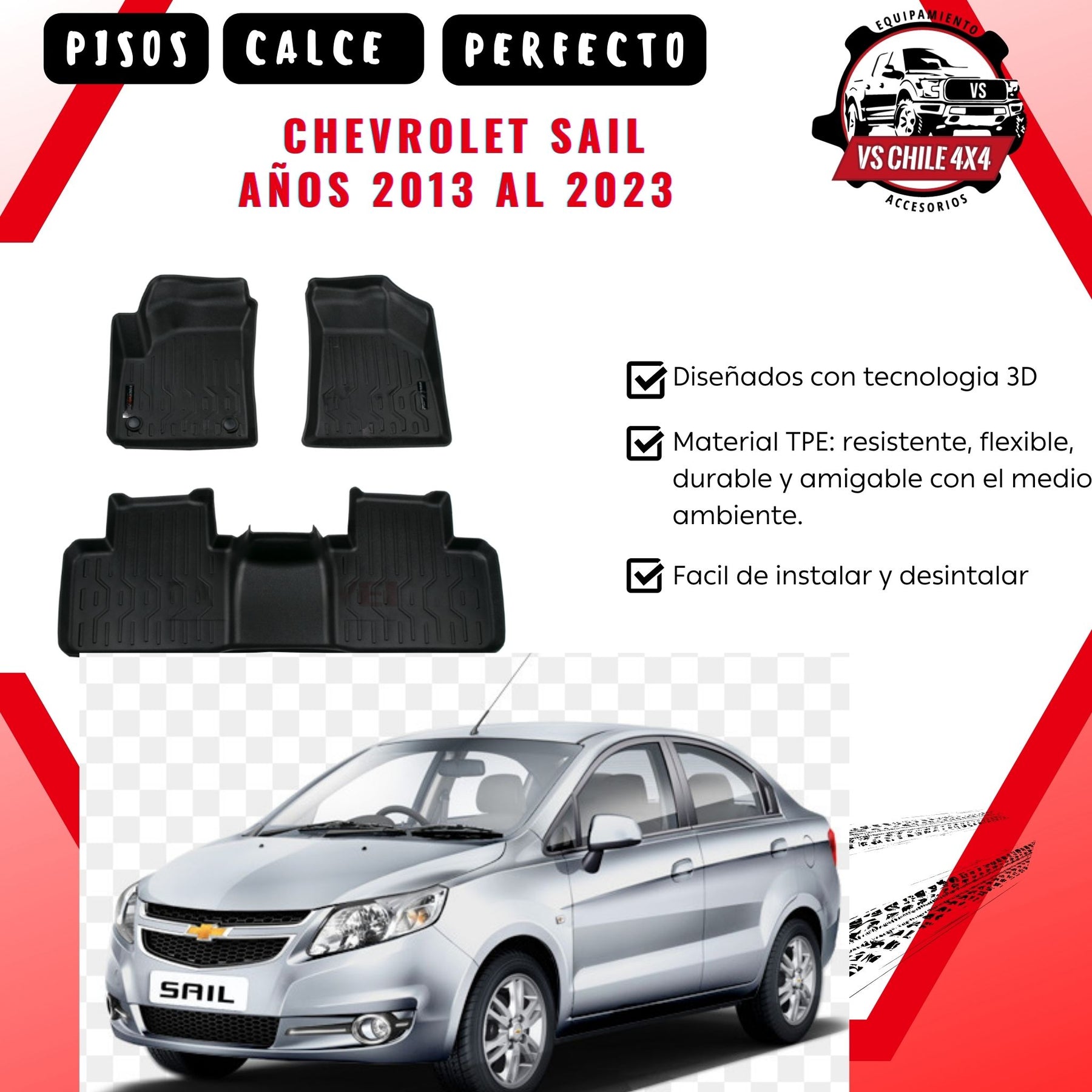 Pisos Calce Perfecto CHEVROLET SAIL años 2015 al 2023