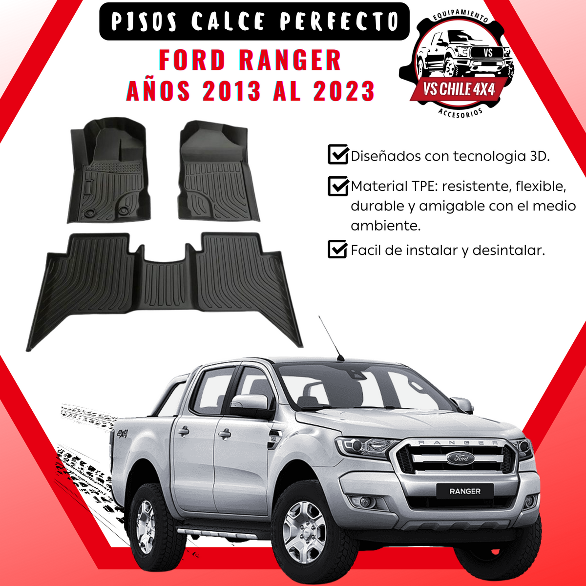 (PREVENTA) Pisos Calce Perfecto Ford Ranger años 2013 al 2023