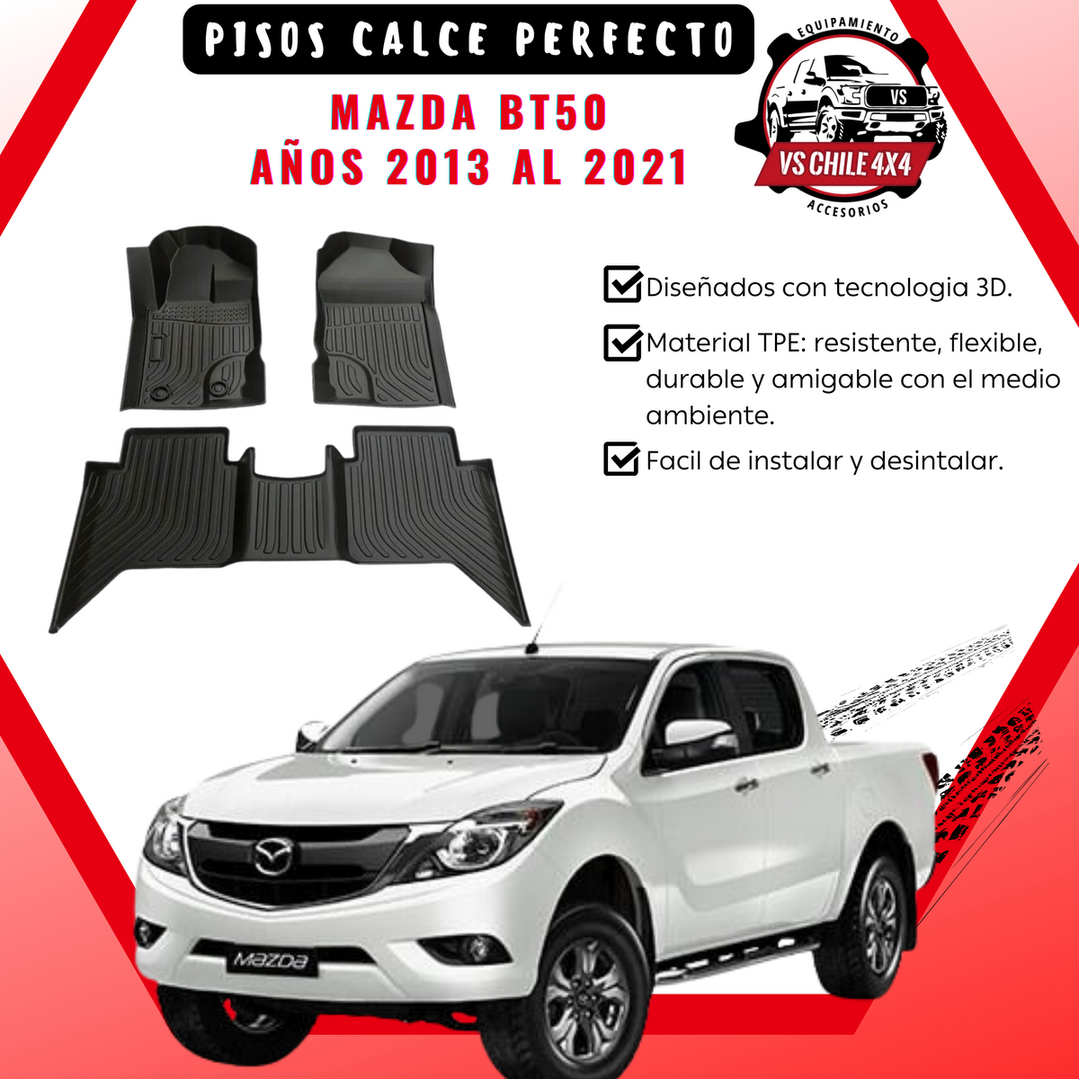 (PREVENTA) Pisos Calce Perfecto Mazda BT-50 años 2013 al 2021