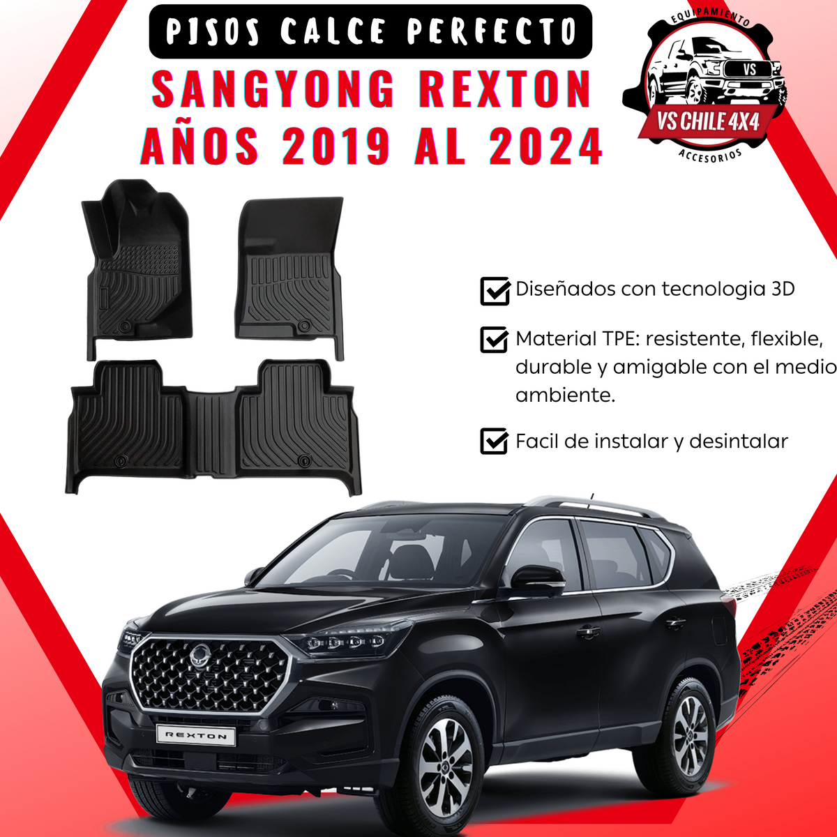 Pisos Calce Perfecto SsangYong Rexton años 2019 al 2024