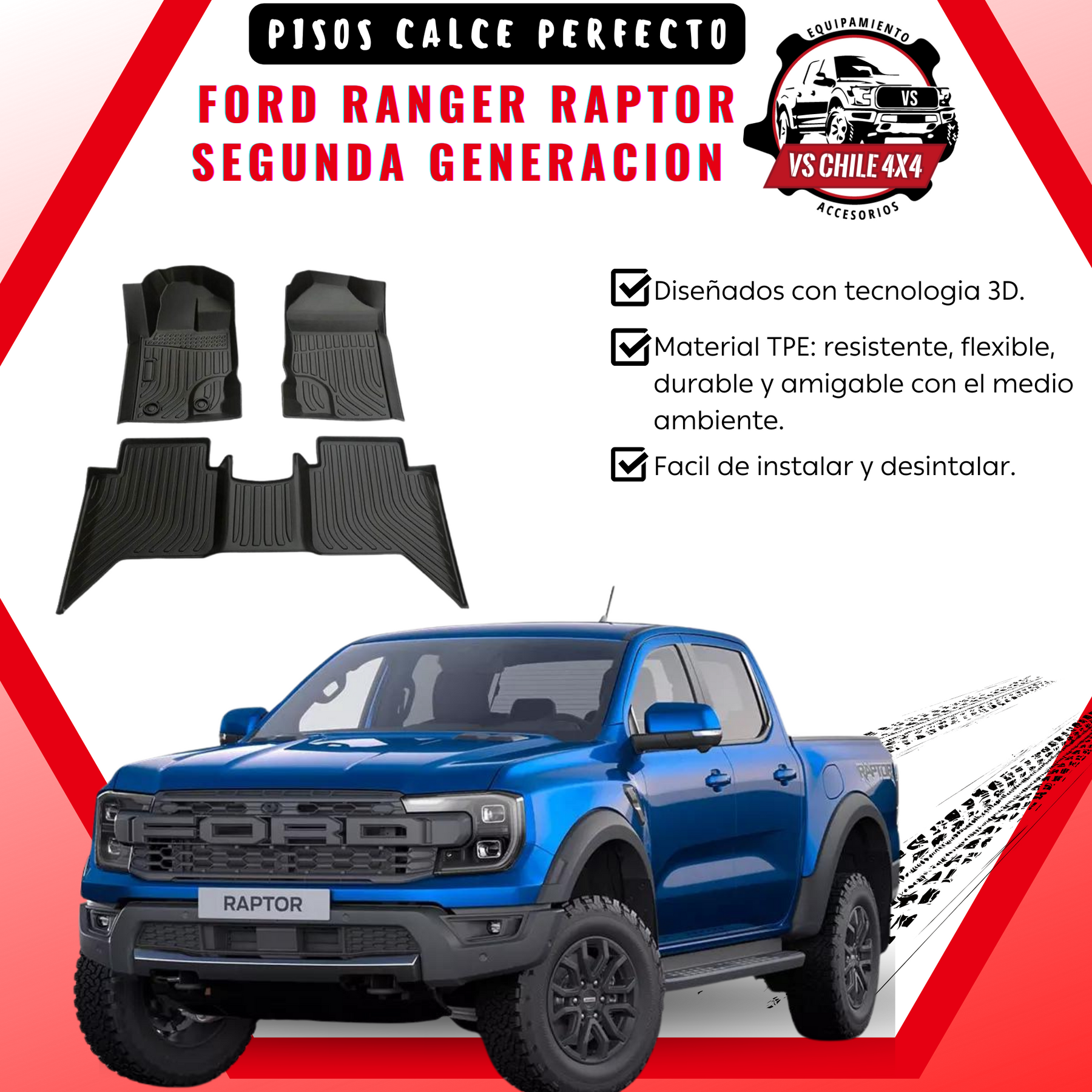 Pisos Calce Perfecto FORD RANGER RAPTOR 2da GENERACION