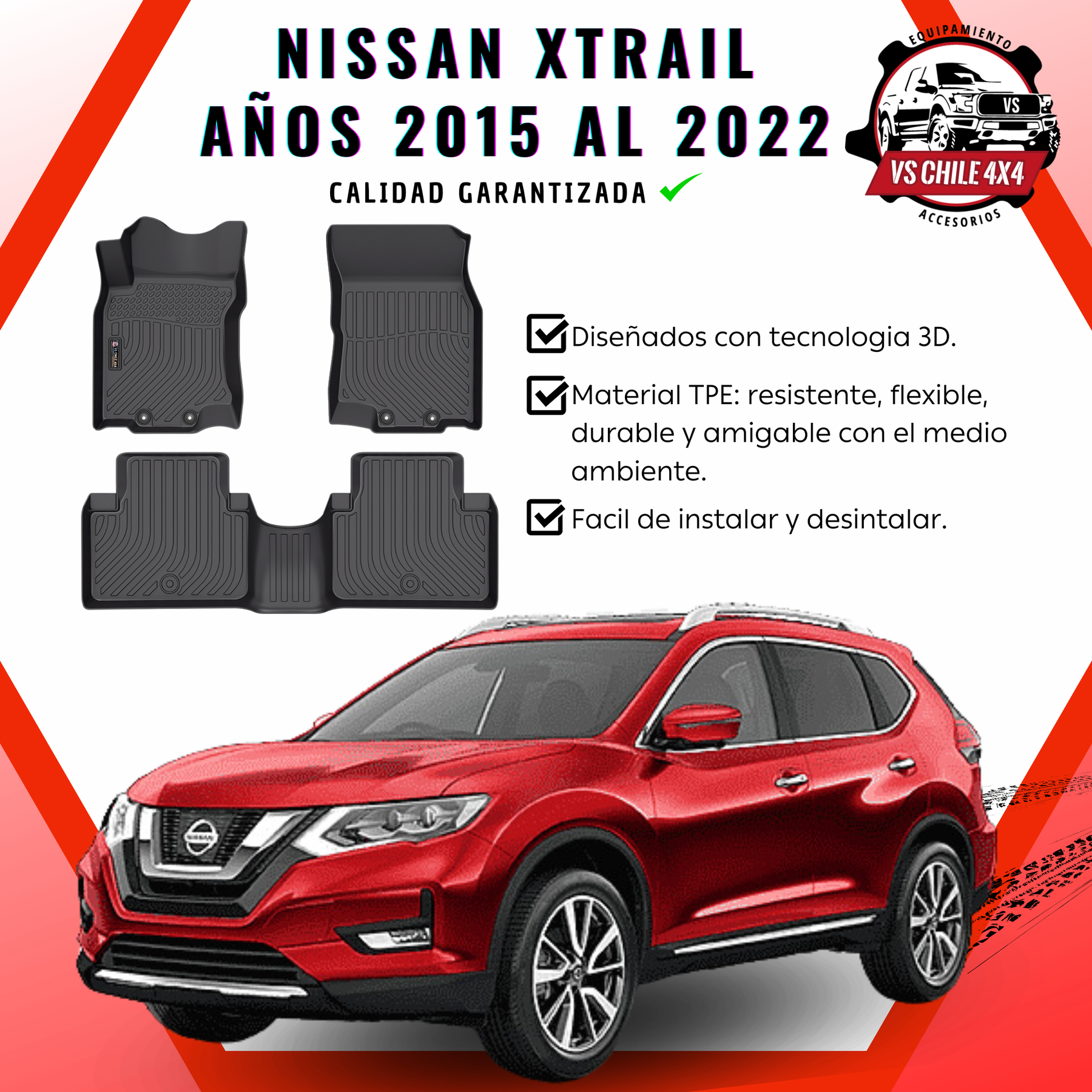 Pisos Calce Perfecto NISSAN XTRAIL X-TRAIL  años 2015 al 2022