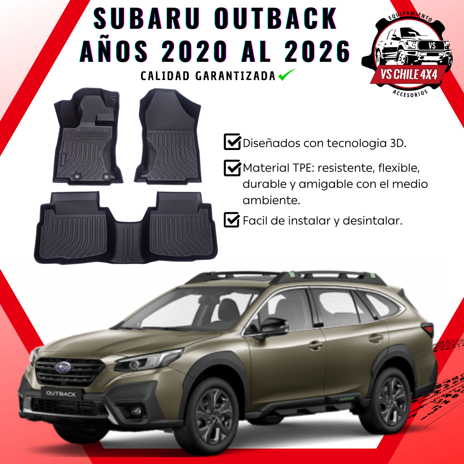 🛻Pisos Calce Perfecto Subaru Outback 2020 al 2026