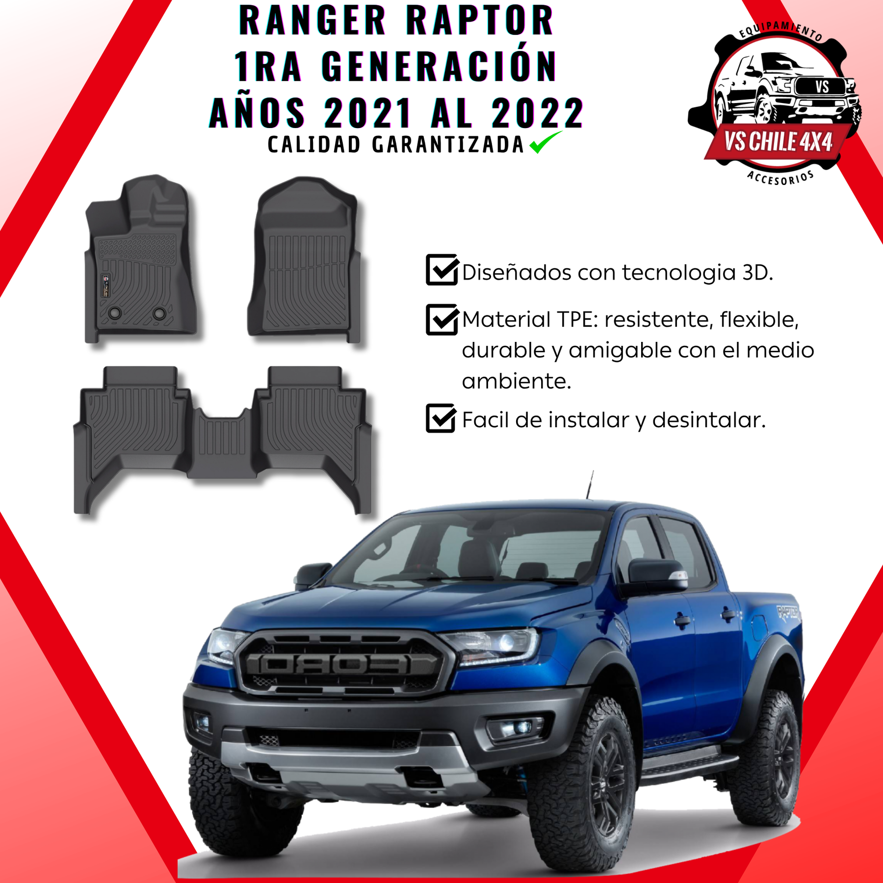 Pisos Calce Perfecto Ford Ranger Raptor 1ra Generacion
