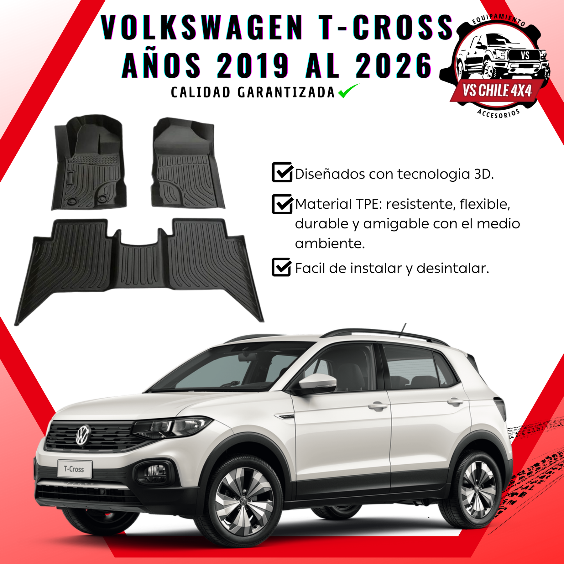Pisos Calce Perfecto Volkswagen T-Cross (2019 - 2026)