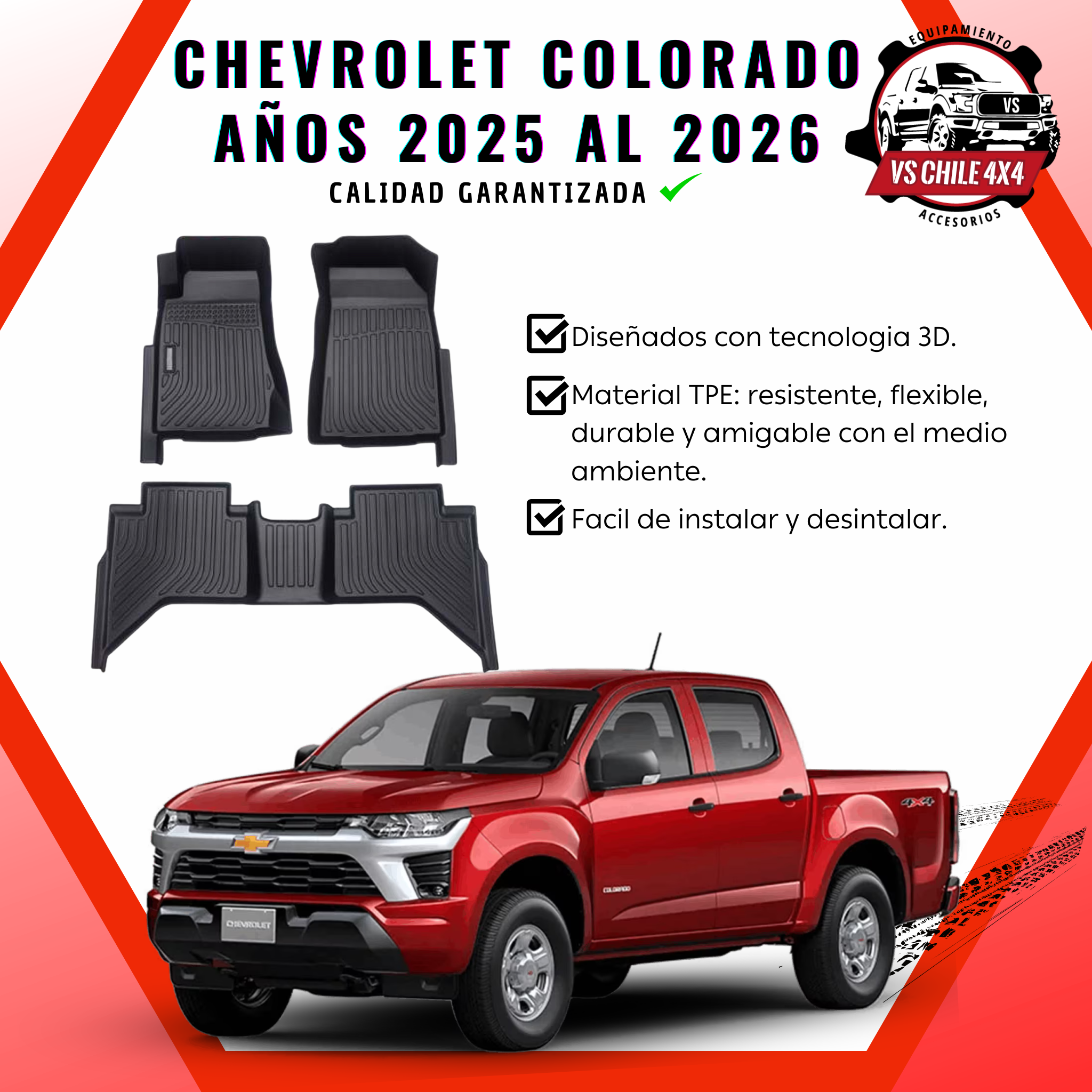 (PREVENTA) Pisos Calce Perfecto CHEVROLET COLORADO (2025 al 2026)