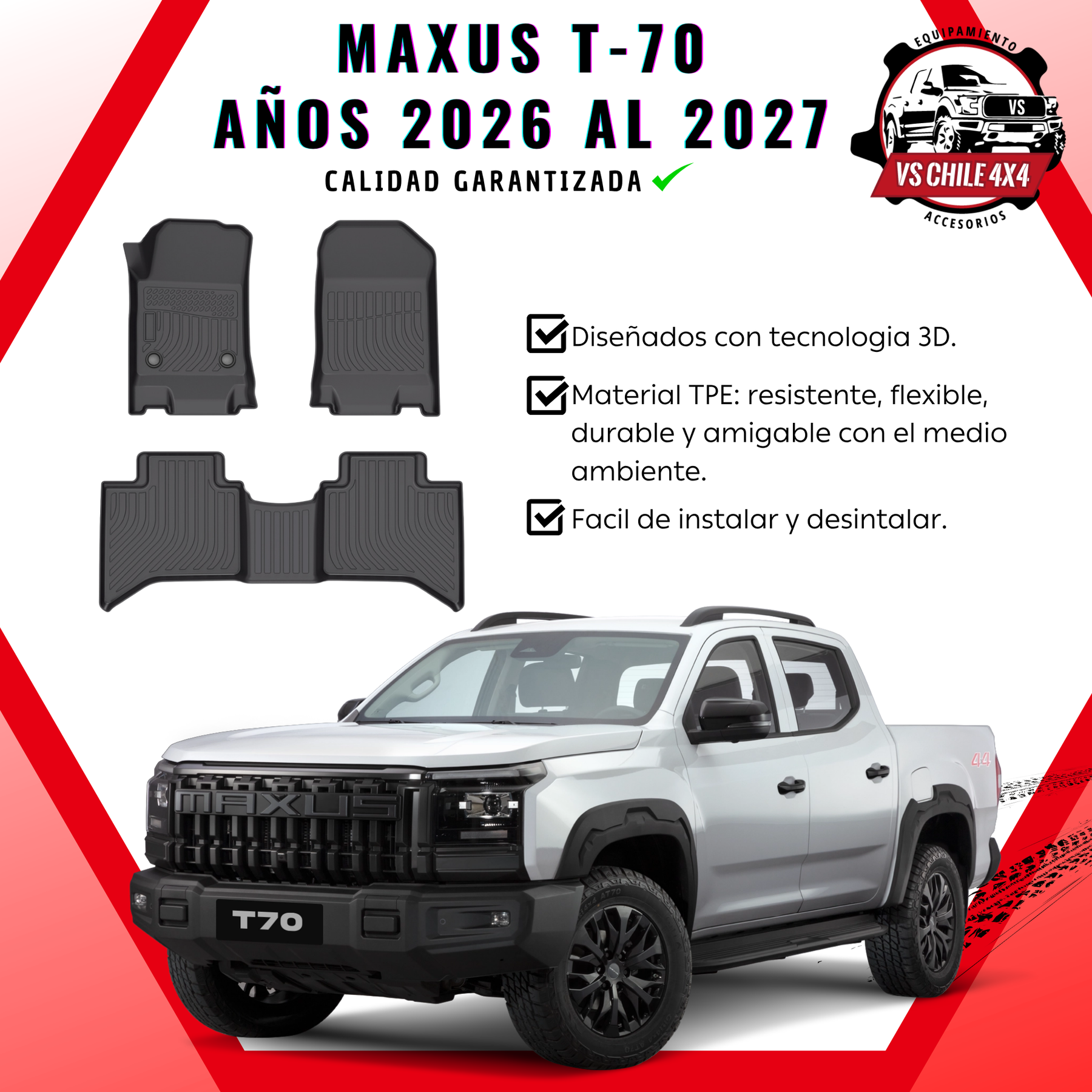 Pisos Calce Perfecto Maxus T70 / T-70 (años 2026 - 2027)