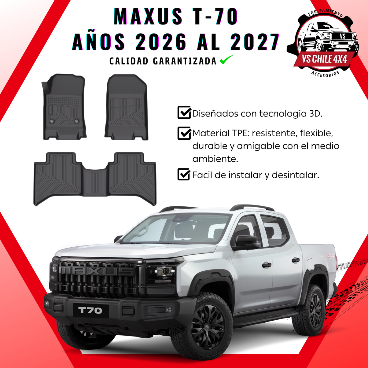 Pisos Calce Perfecto Maxus T70 / T-70 (años 2026 - 2027)