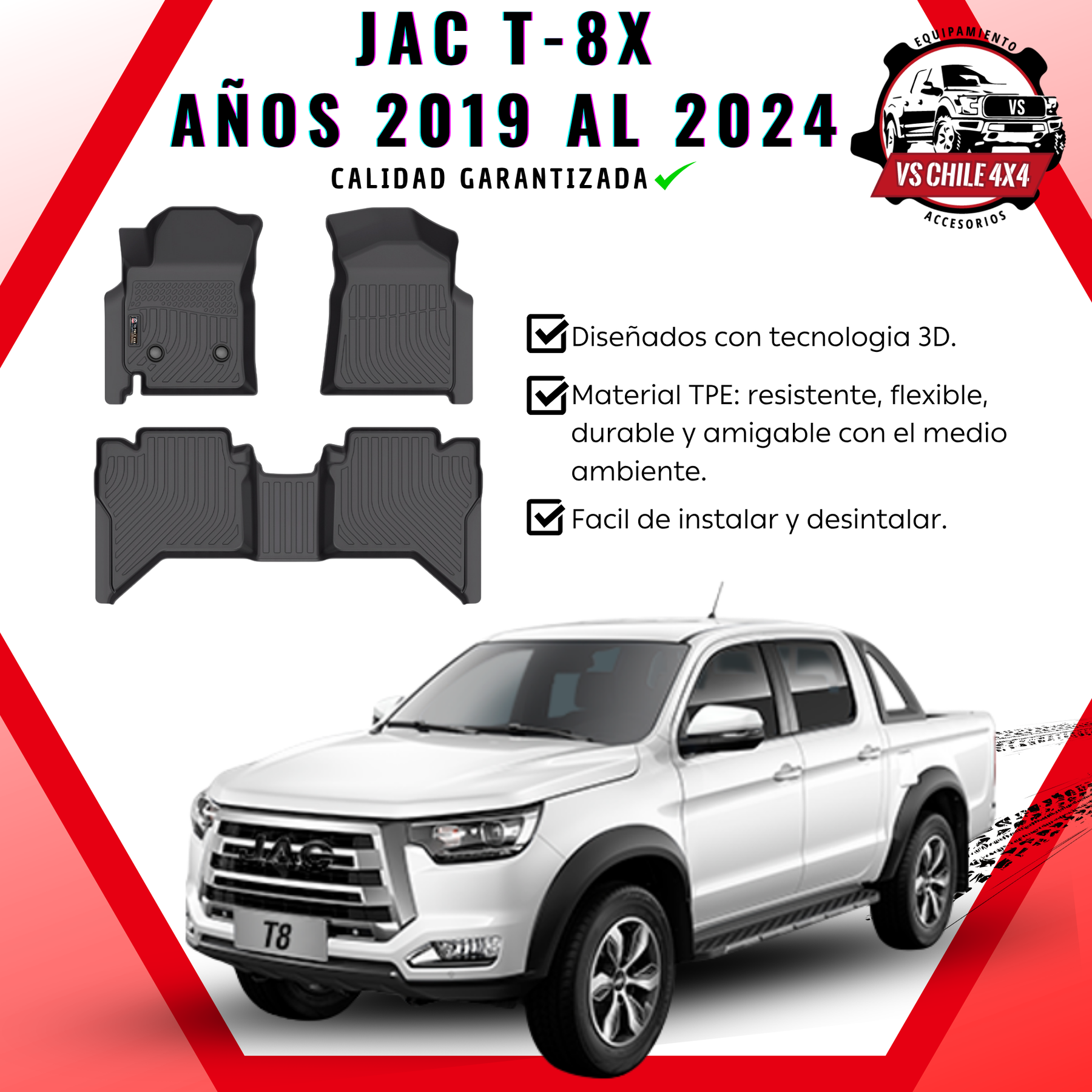 Pisos Calce Perfecto JAC T8 T-8 2019 al 2024