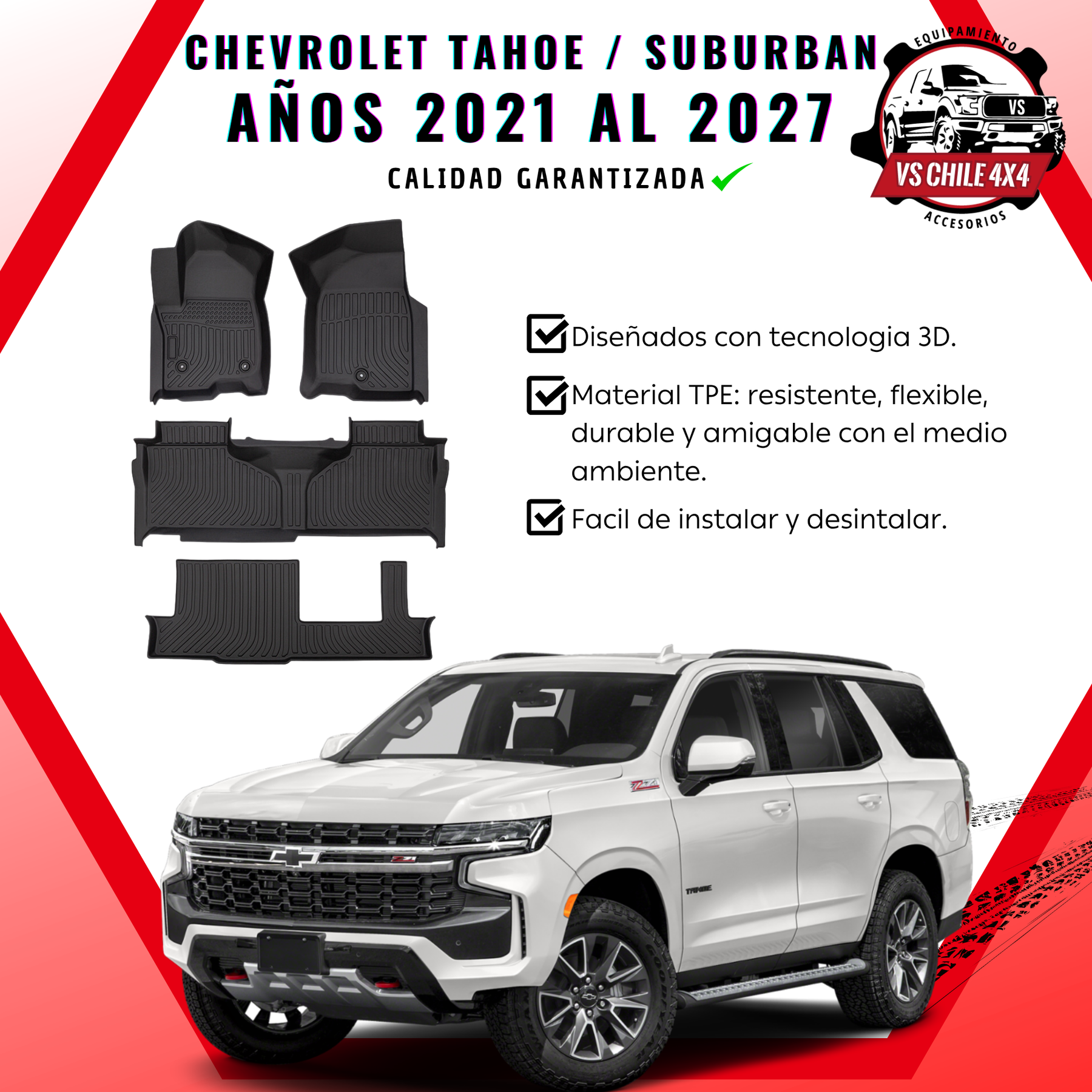 Pisos Calce Perfecto Chevrolet Tahoe / SUBURBAN años 2021 - 2027