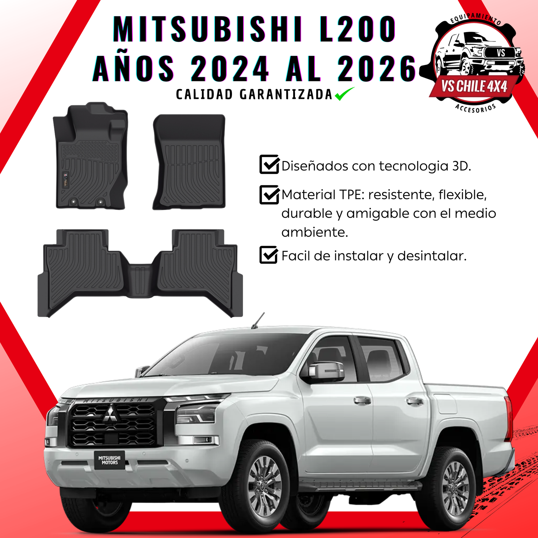 Pisos Calce Perfecto Mitsubishi L200 Doble Cabina (2024 - 2026)