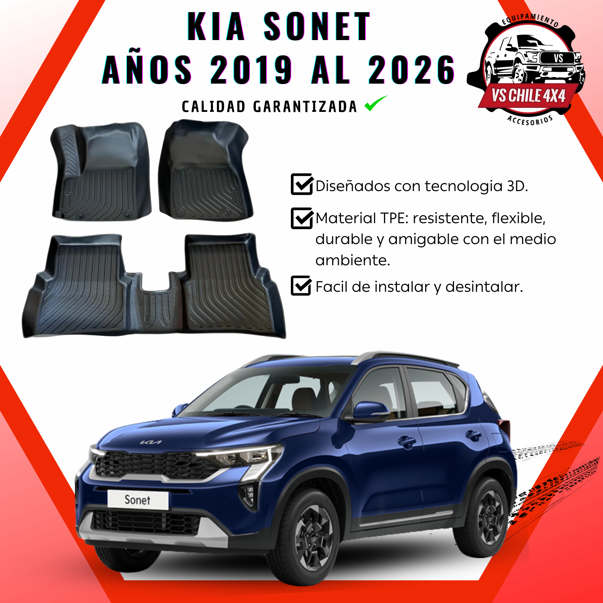 Pisos Calce Perfecto Kia Sonet (2019 - 2026)