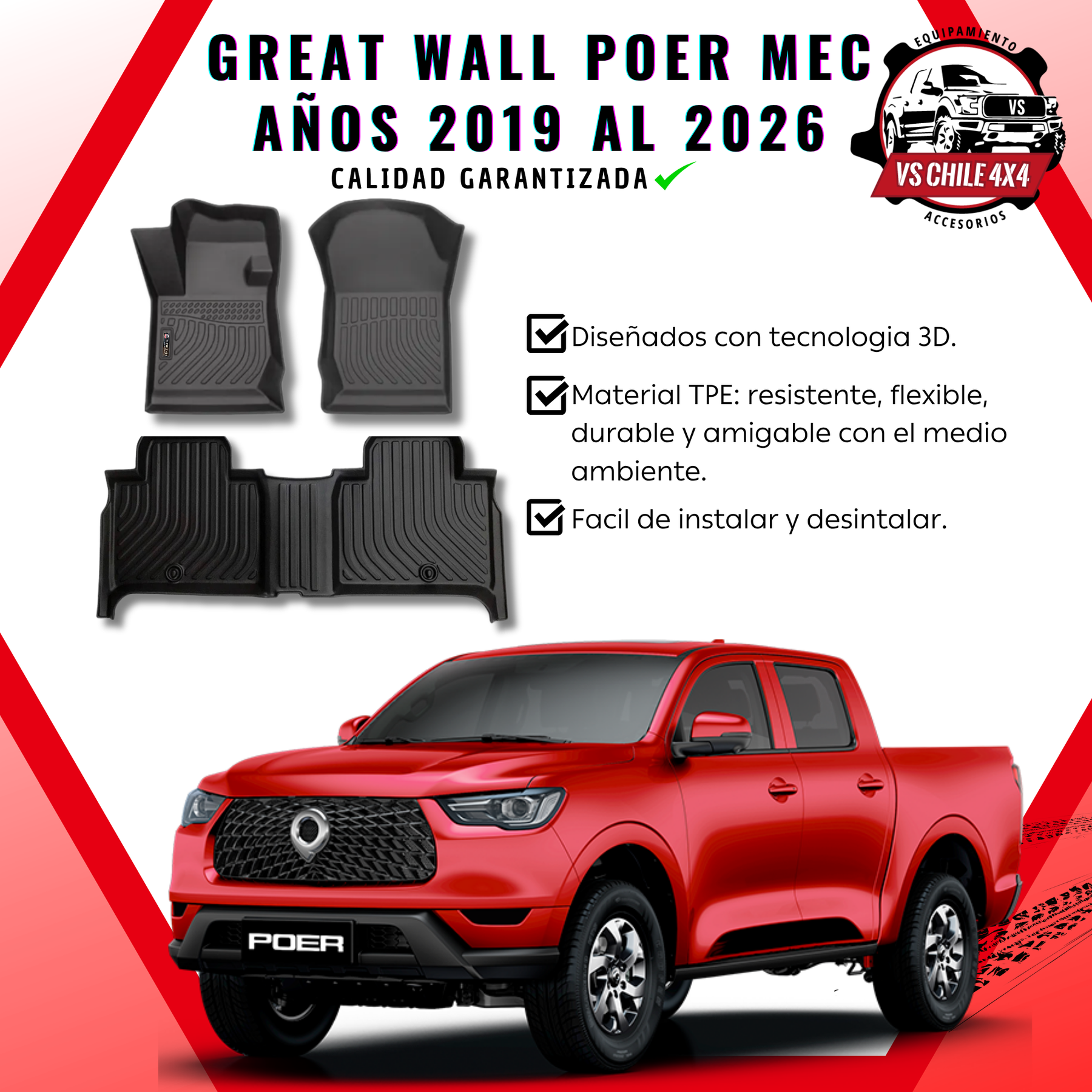 Pisos calce perfecto Great Wall Poer Transmisión Mecánica AÑOS 2019 AL 2026