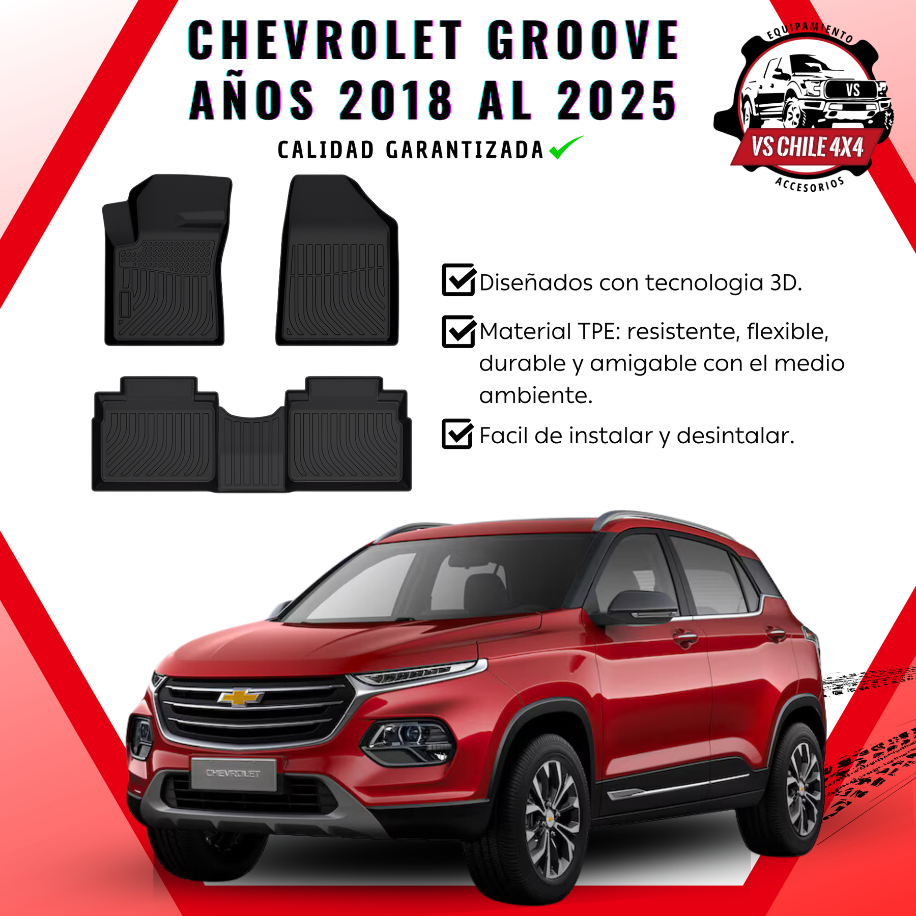 Pisos Calce Perfecto Chevrolet Groove años 2017 al 2025