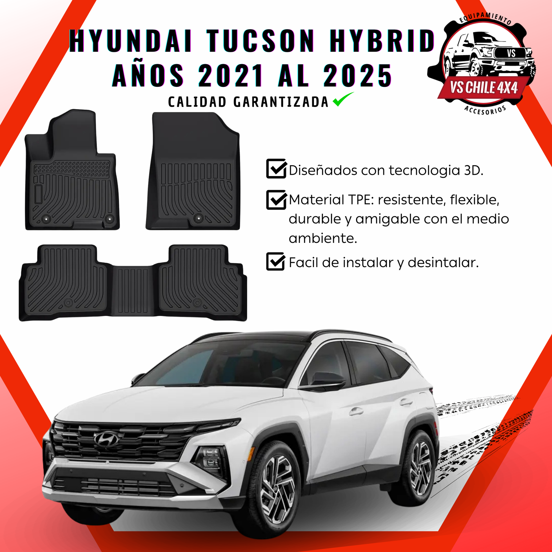 Pisos Calce Perfecto Hyundai Tucson Híbrida 2021 al 2025
