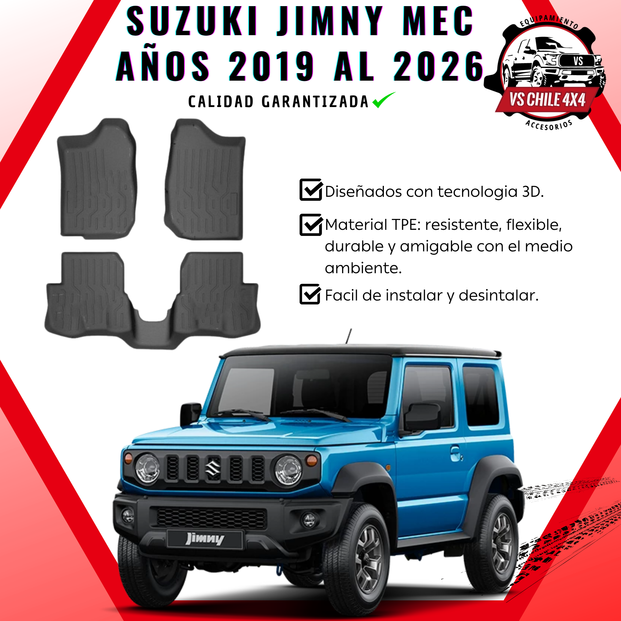 Pisos Calce Perfecto Suzuki Jimny Mecánico 3 Puertas 2019 al 2026