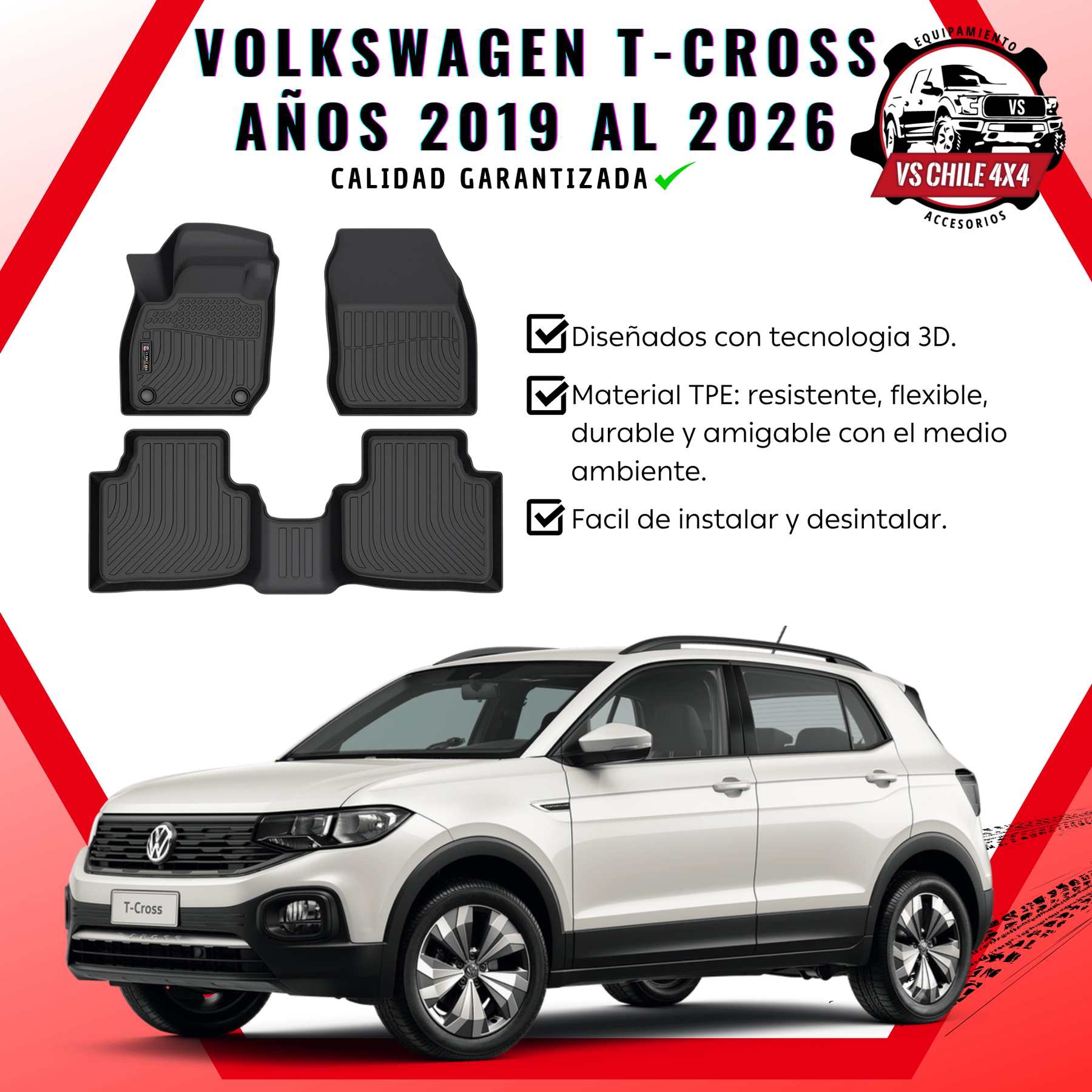 Pisos Calce Perfecto Volkswagen T-Cross (2019 - 2026)