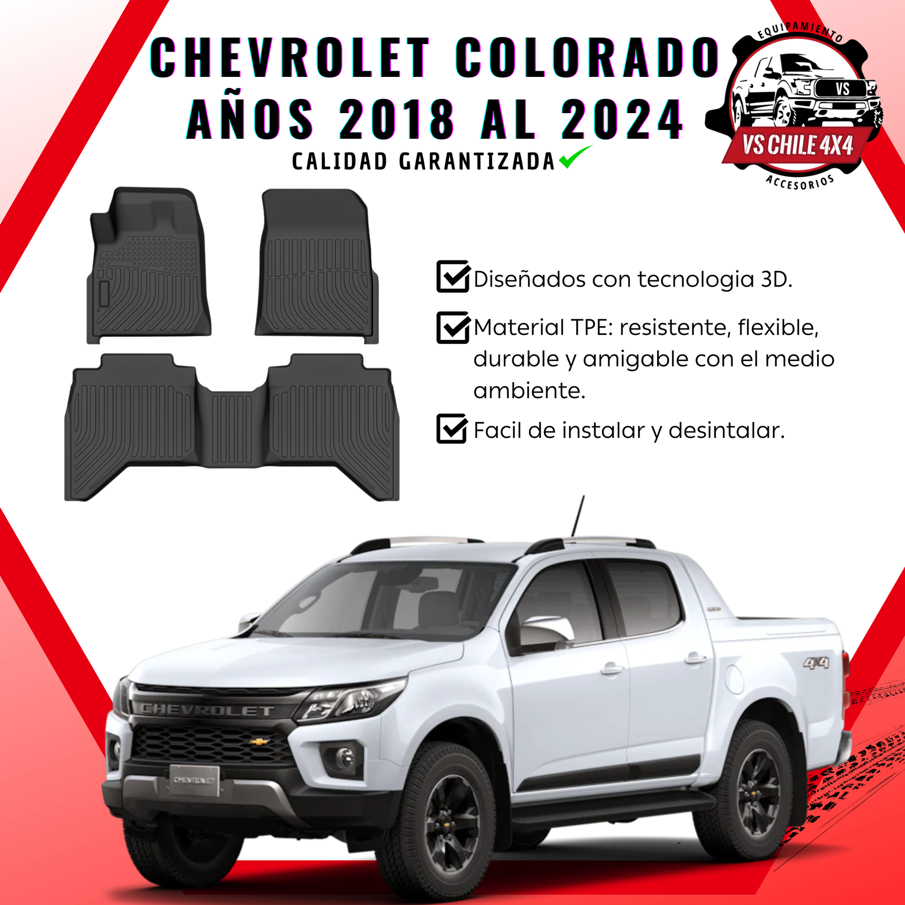 Pisos Calce Perfecto Chevrolet Colorado 2018 al 2024