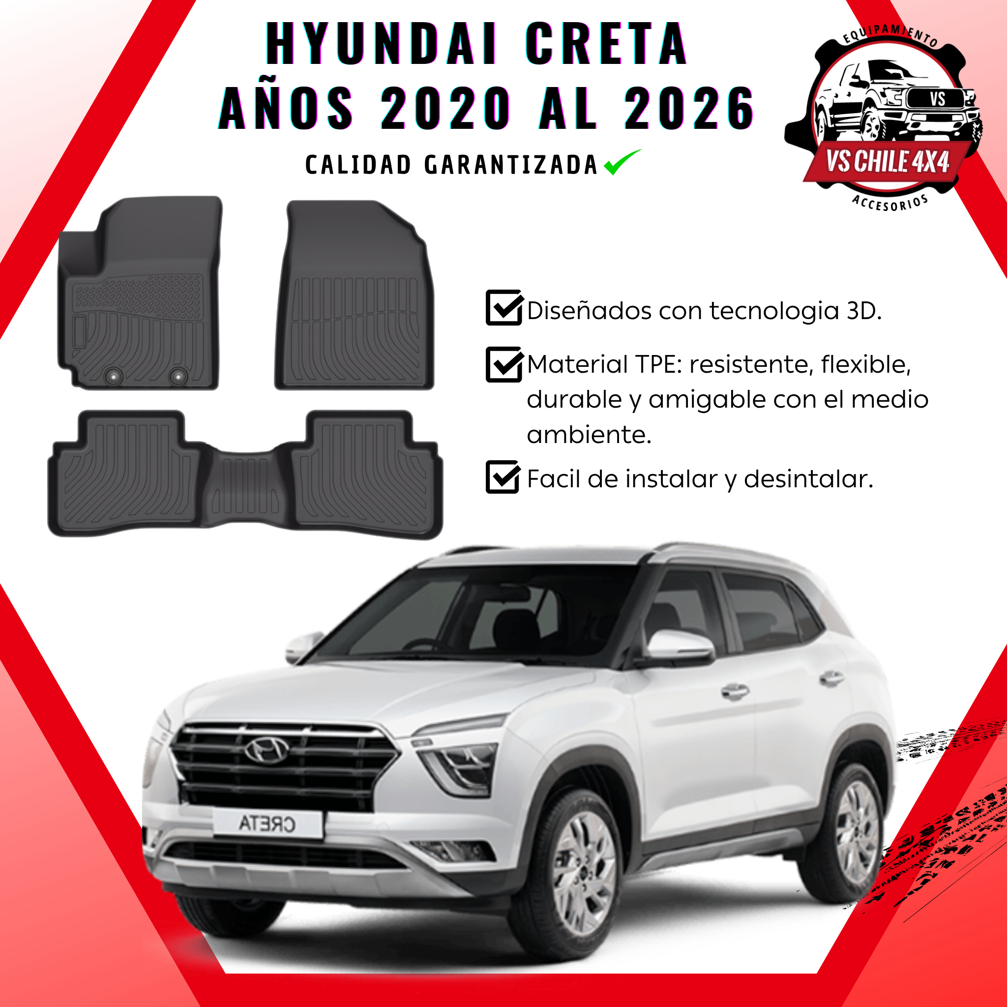 Pisos Calce Perfecto Hyundai Creta  2020 al 2026