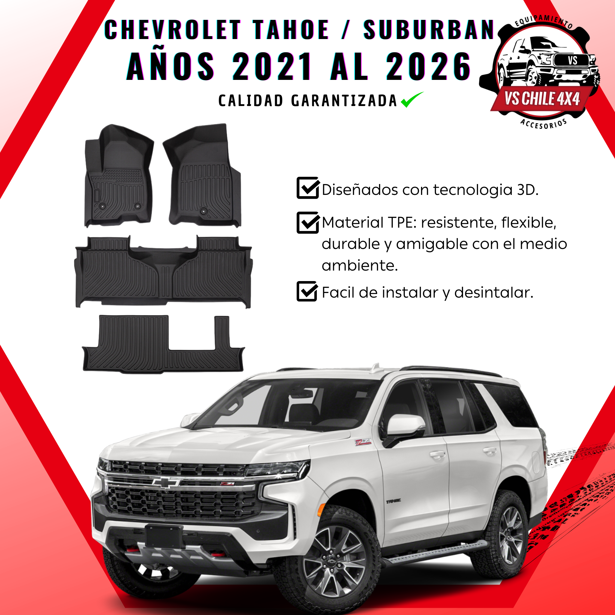 Pisos Calce Perfecto Chevrolet Tahoe / SUBURBAN años 2021 - 2026