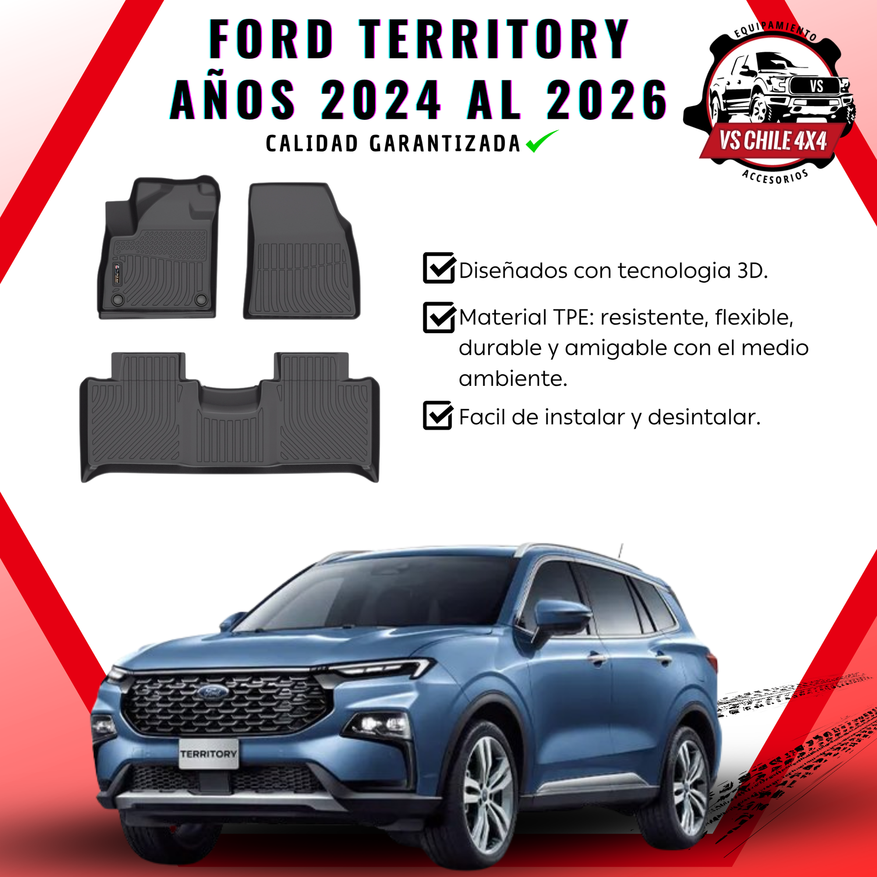 Pisos Calce Perfecto Ford Territory AÑOS 2024 AL 2026