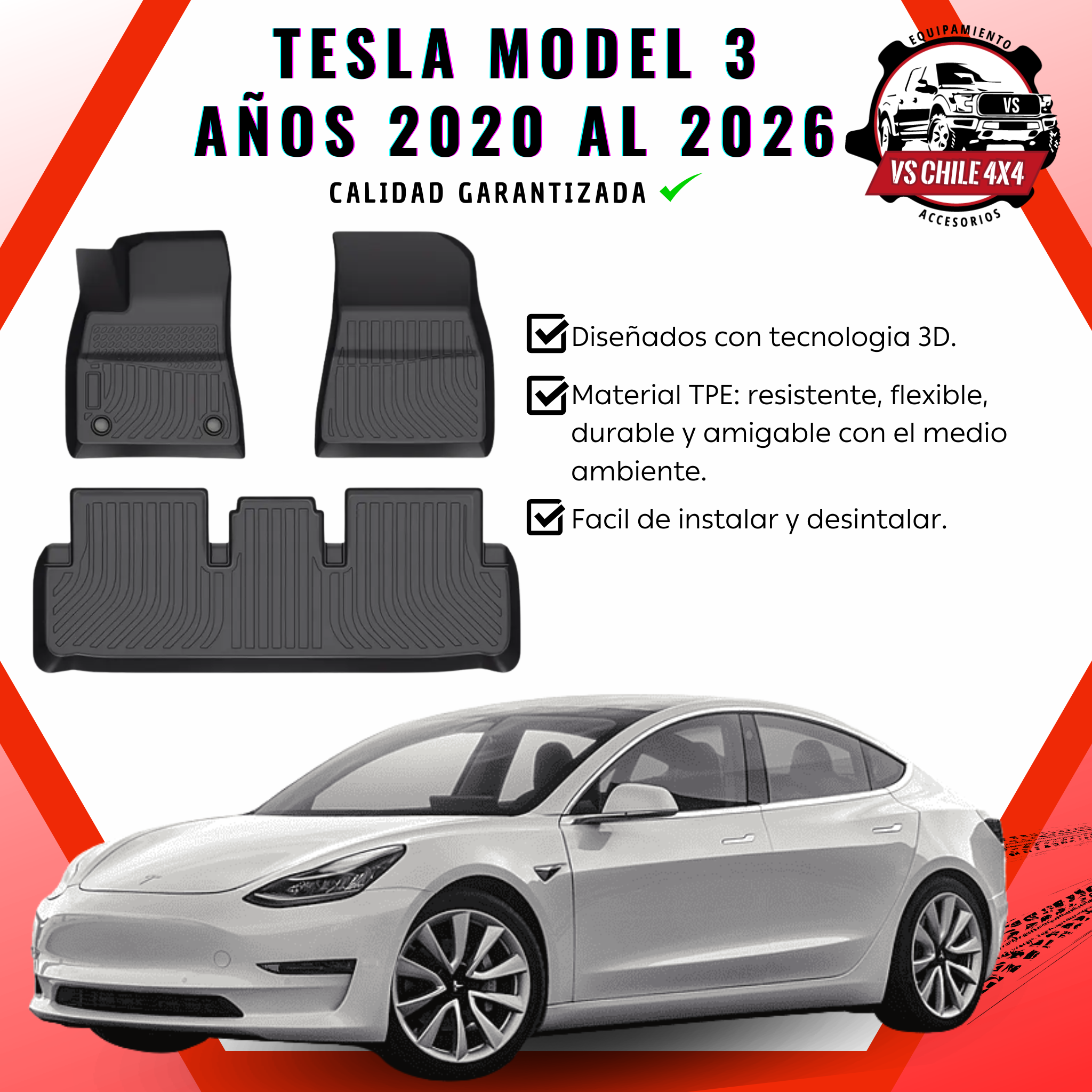 Pisos Calce Perfecto Tesla Model 3 (2020 - 2026)