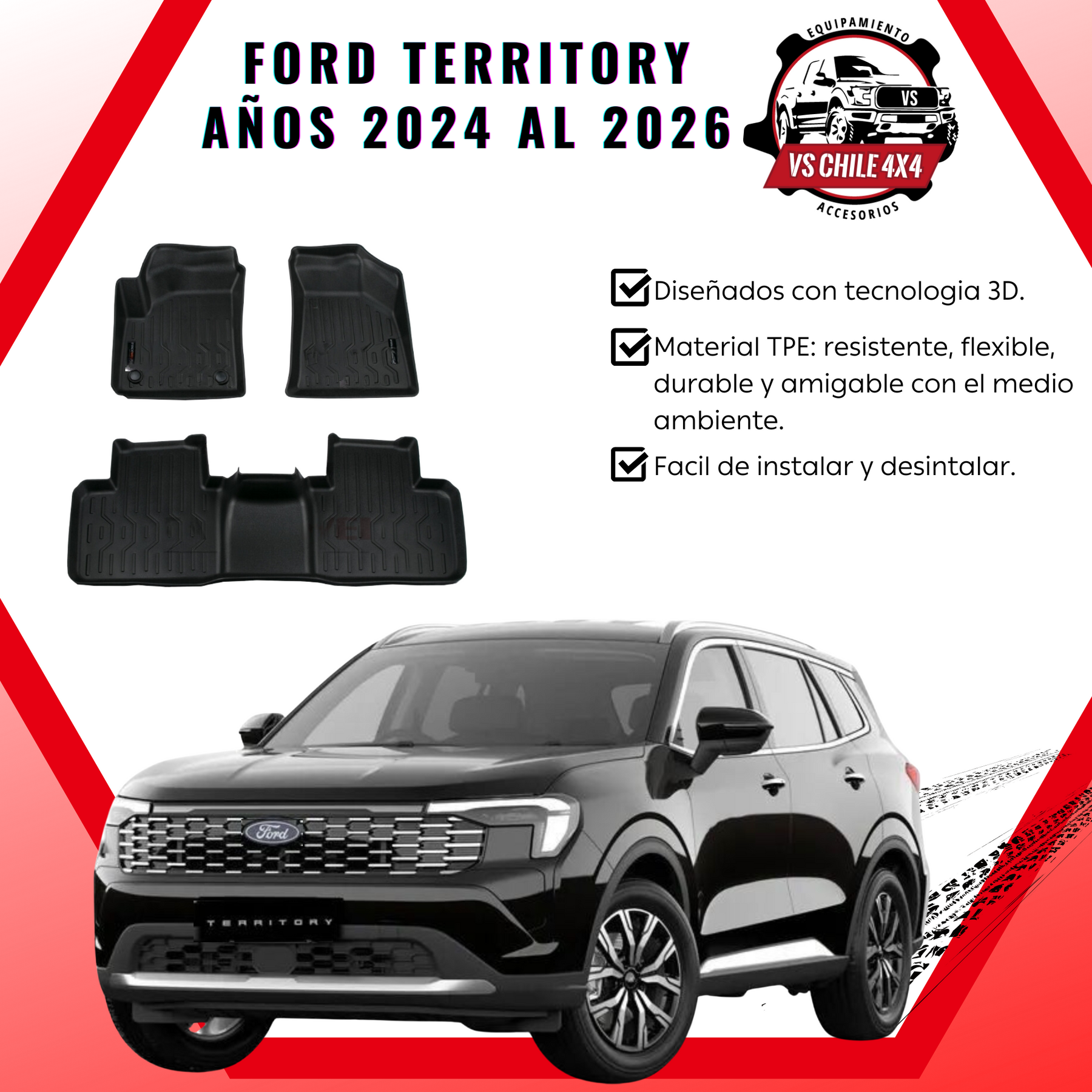 Pisos Calce Perfecto Ford Territory AÑOS 2024 AL 2026