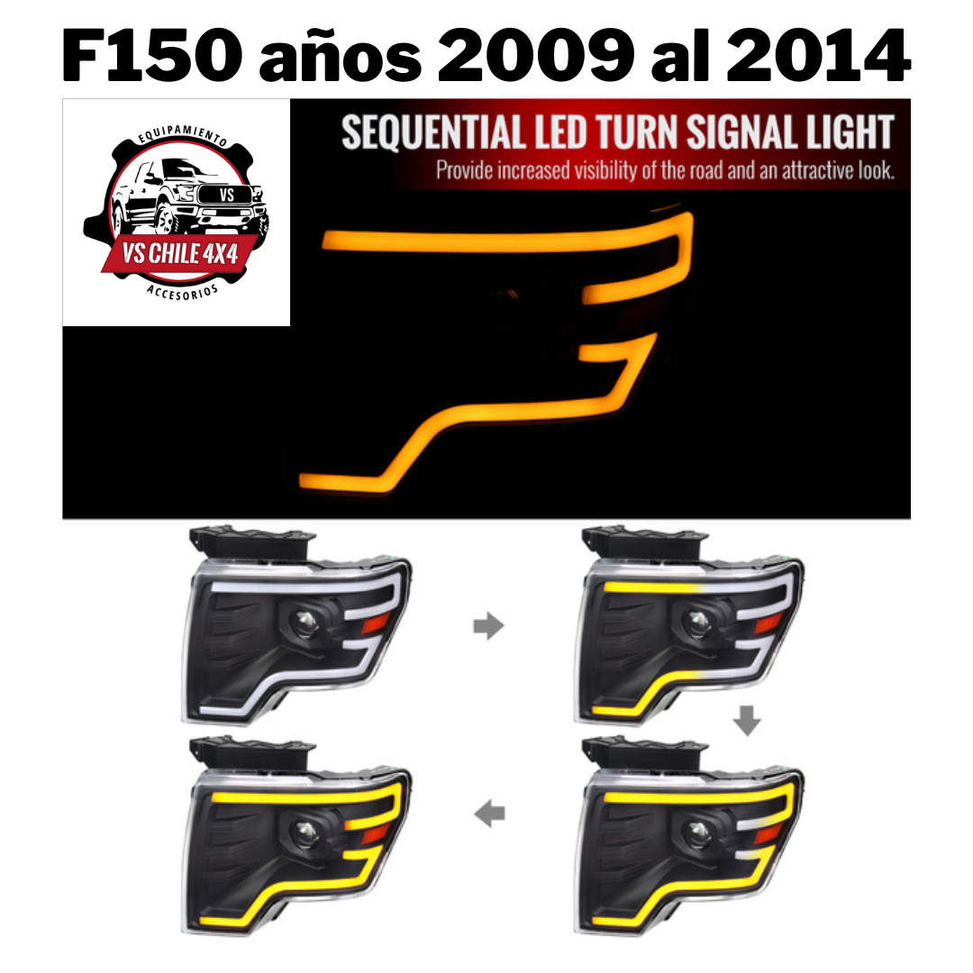 Ópticos  F150 años 2009 al 2014 con barra secuencial LED