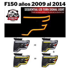 Ópticos  F150 años 2009 al 2014 con barra secuencial LED