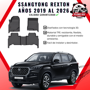 Pisos Calce Perfecto SsangYong Rexton 2019–2026 | Goma TPE | VS Chile 4x4