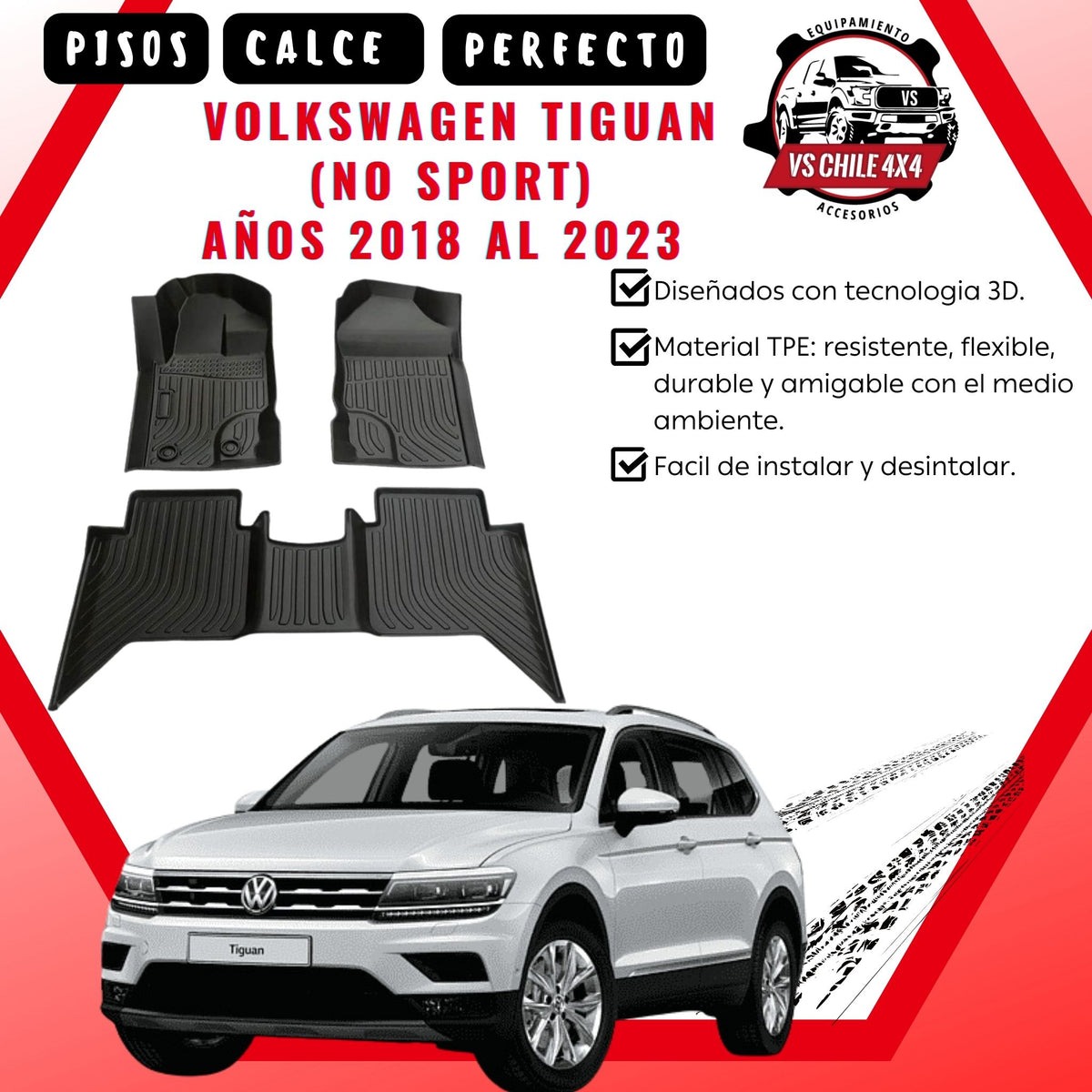 Pisos Calce Perfecto VOLKSWAGEN TIGUAN años 2018 al 2023 (No Sport)