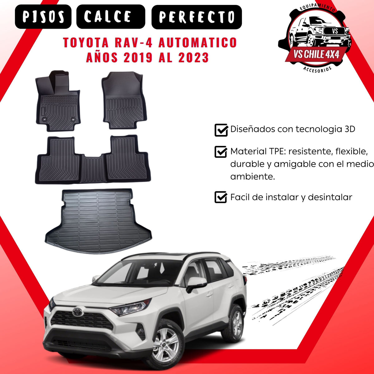 Pisos Calce Perfecto TOYOTA RAV 4 Automática años 2019 al 2023