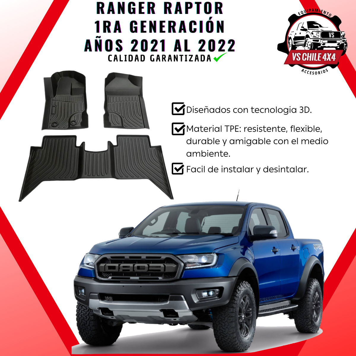 Pisos Calce Perfecto Ford Ranger Raptor 1ra Generacion