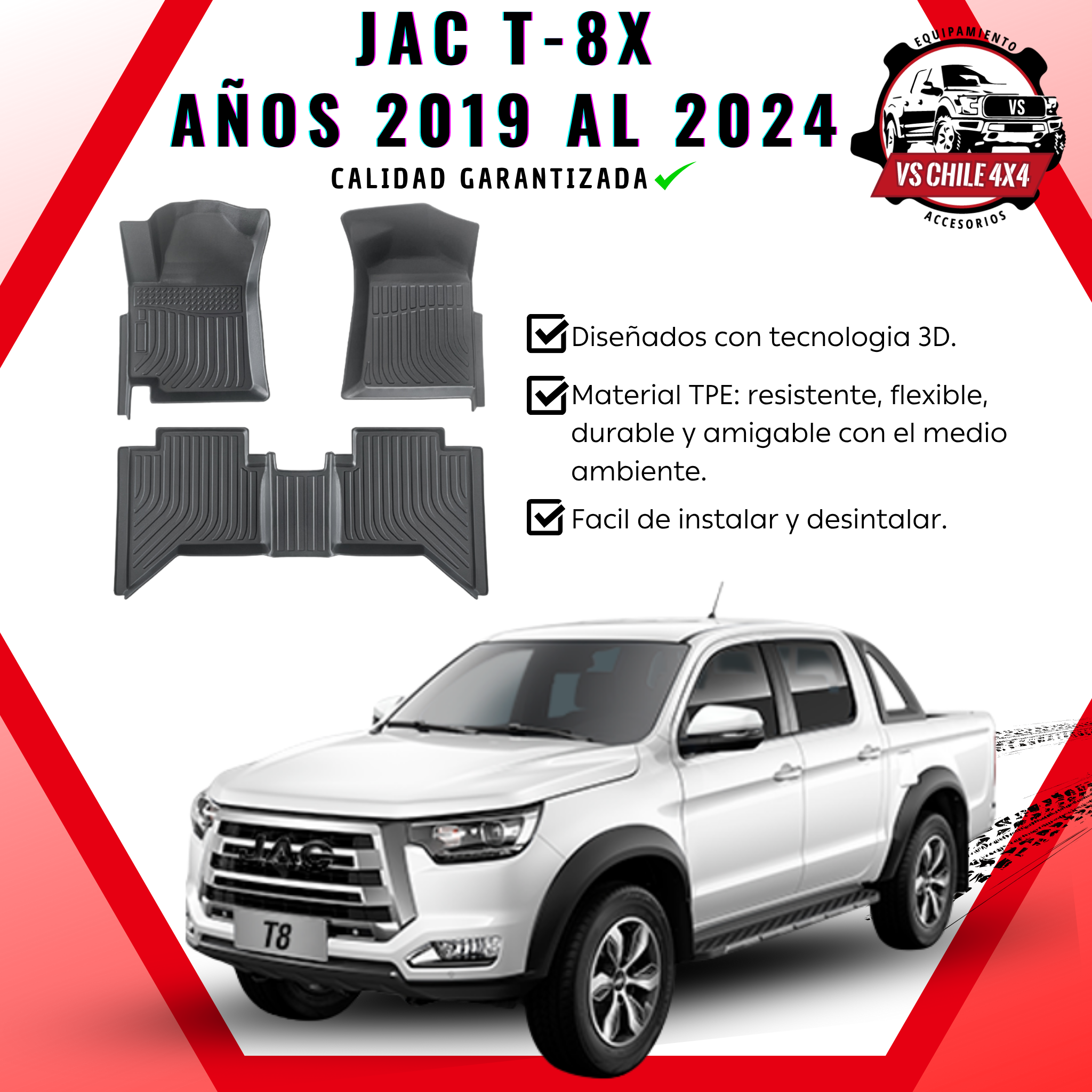 Pisos Calce Perfecto JAC T8 T-8 2019 al 2024