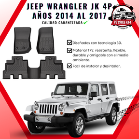 Pisos Calce Perfecto JEEP Wrangler JK 4 puertas años 2014 al 2017